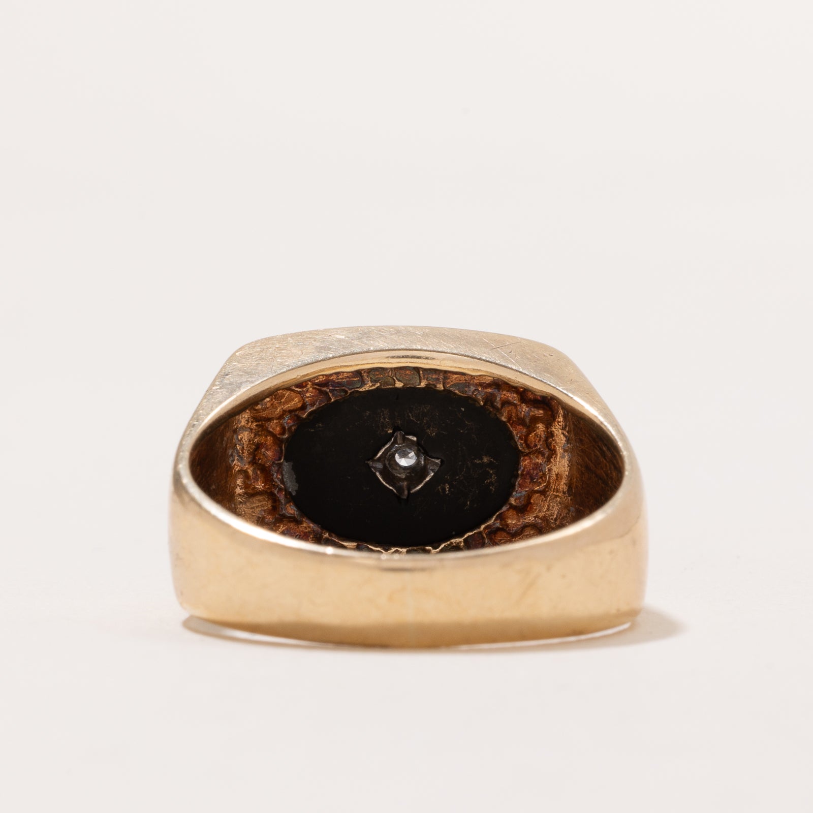 Oval Onyx & Diamond Signet Ring | 2.80ct | 0.02ct | SZ 10.5
