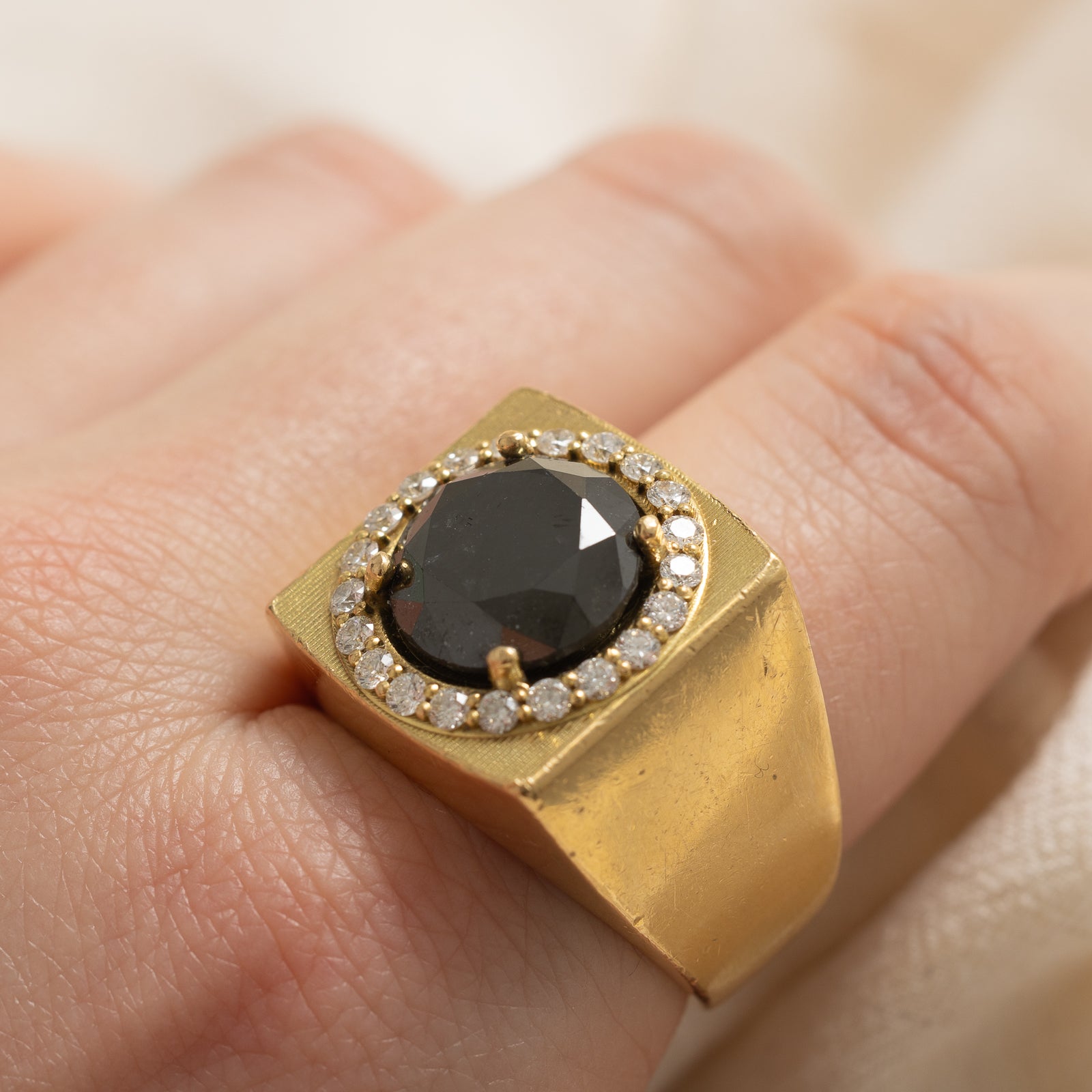 Diamond & Black Diamond Halo Cocktail Ring | 6.10ct | 0.75ctw | SZ 9