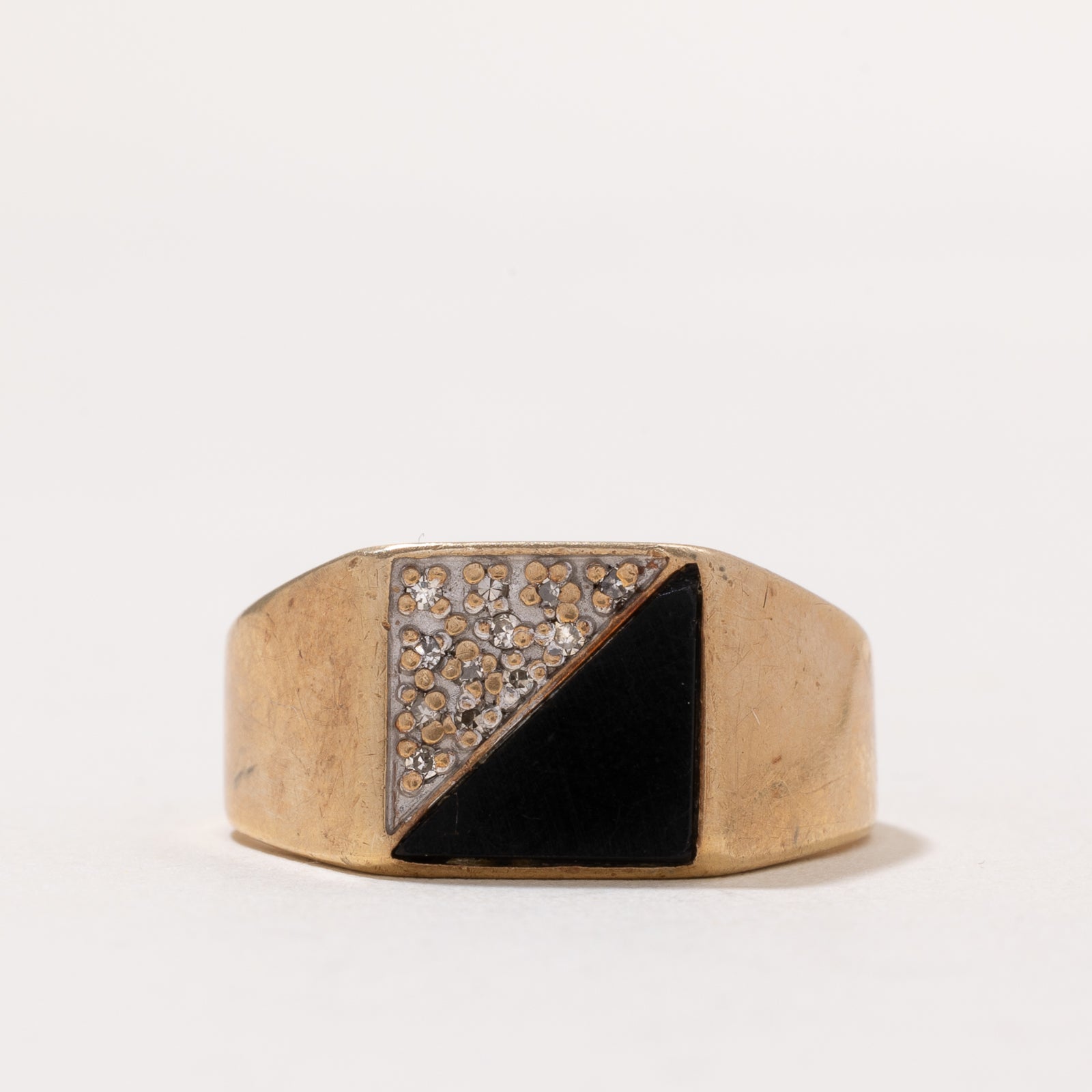 Onyx & Diamond Signet Ring | 0.75ct | 0.08ctw | SZ 10.75