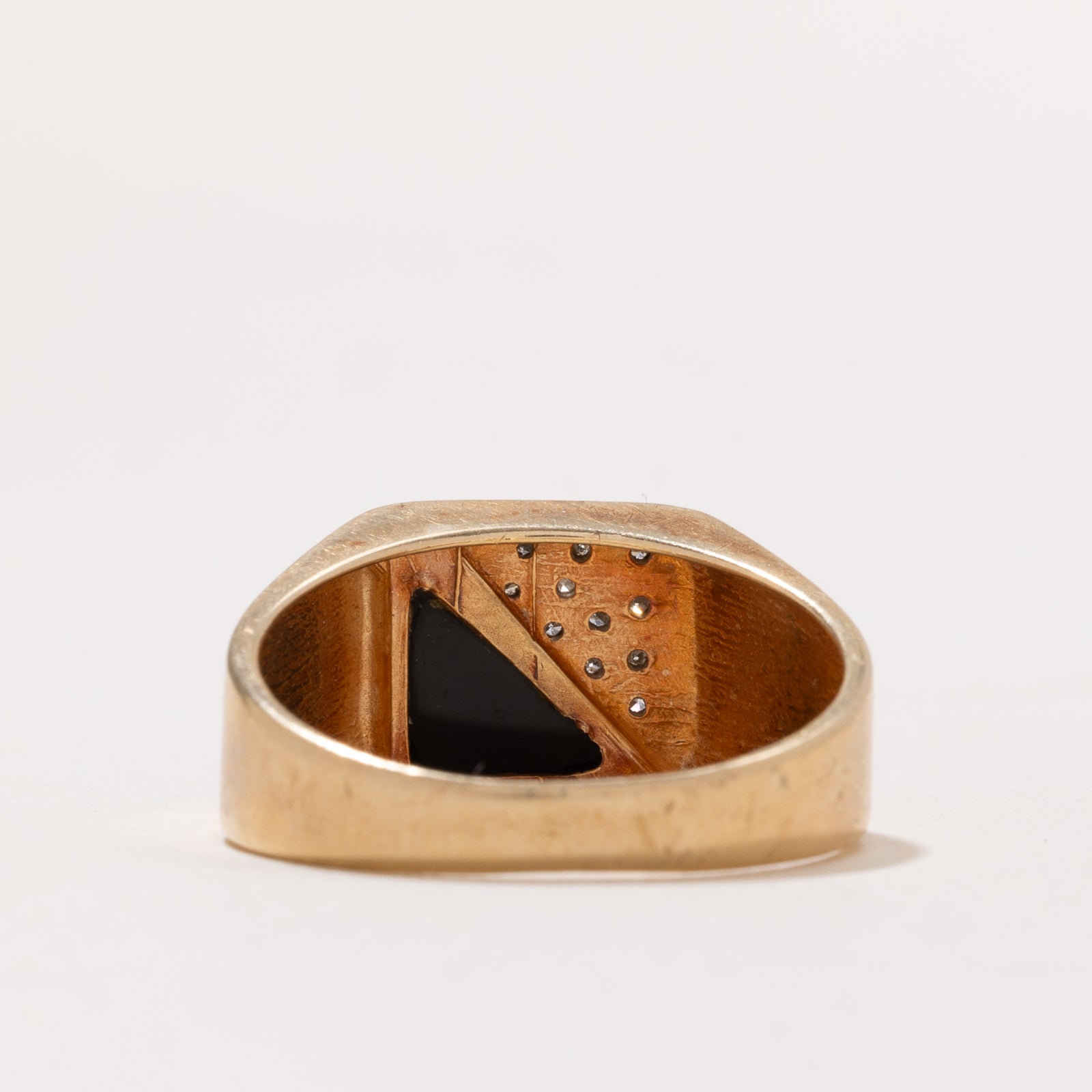 Onyx & Diamond Signet Ring | 0.75ct | 0.08ctw | SZ 10.75