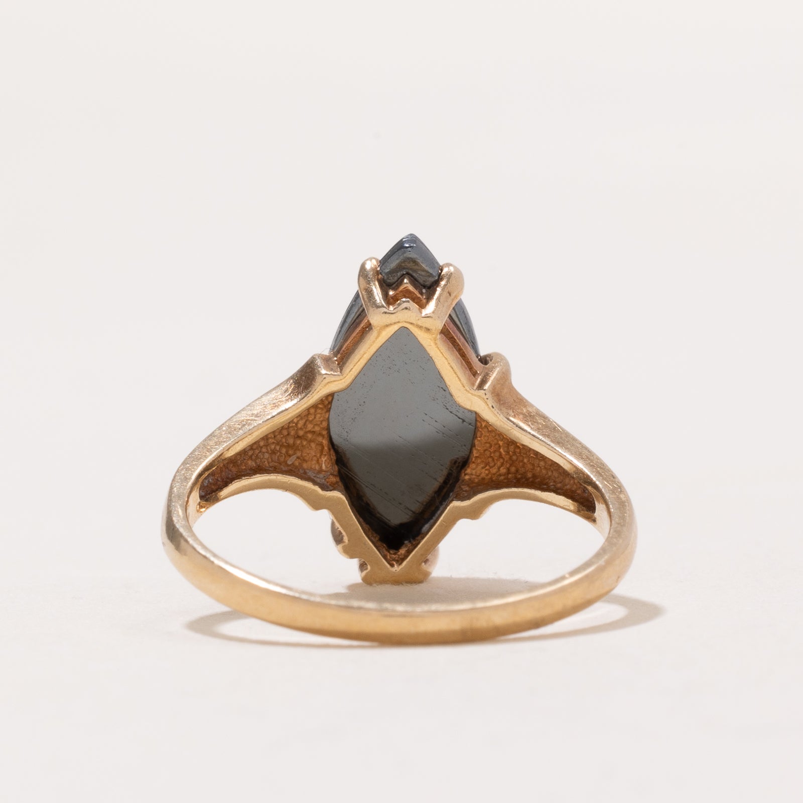 Marquise Cut Hematite Grooved Ring | 4.85ct | SZ 6.5