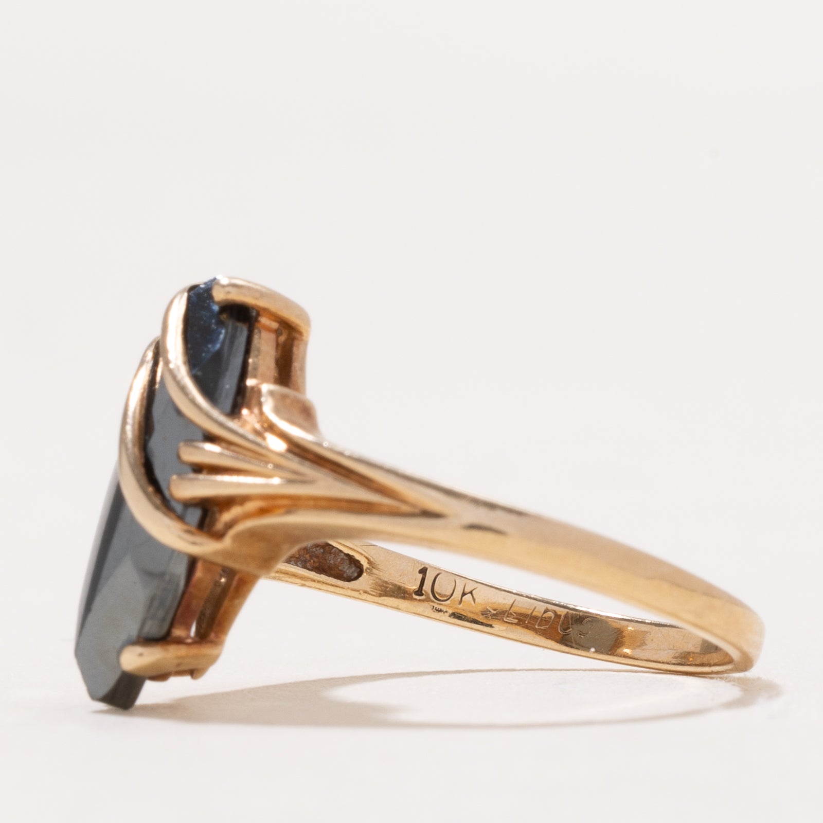 Marquise Cut Hematite Grooved Ring | 4.85ct | SZ 6.5