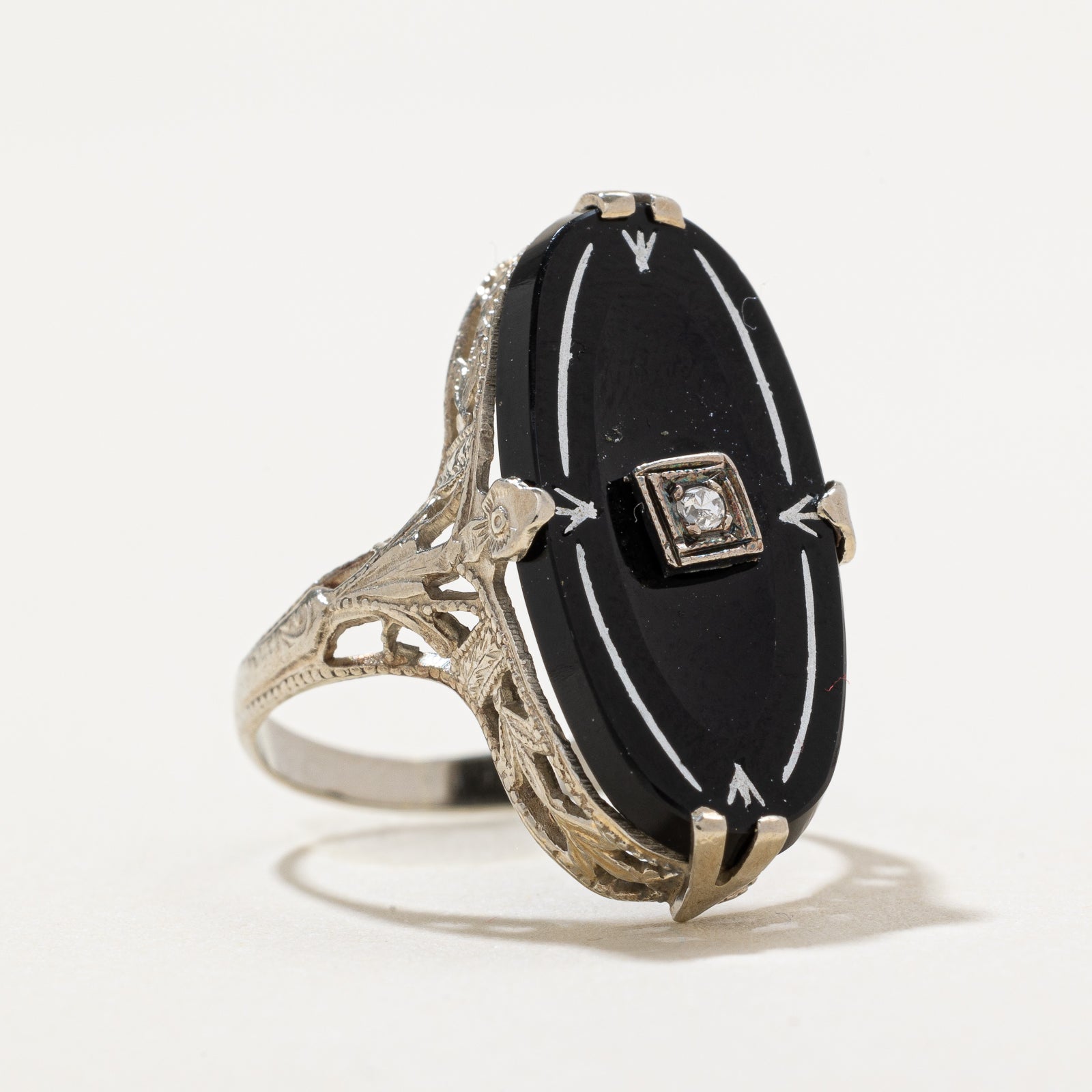 Onyx & Diamond Textured Ring | 2.75ct | 0.04ct | SZ 5.5