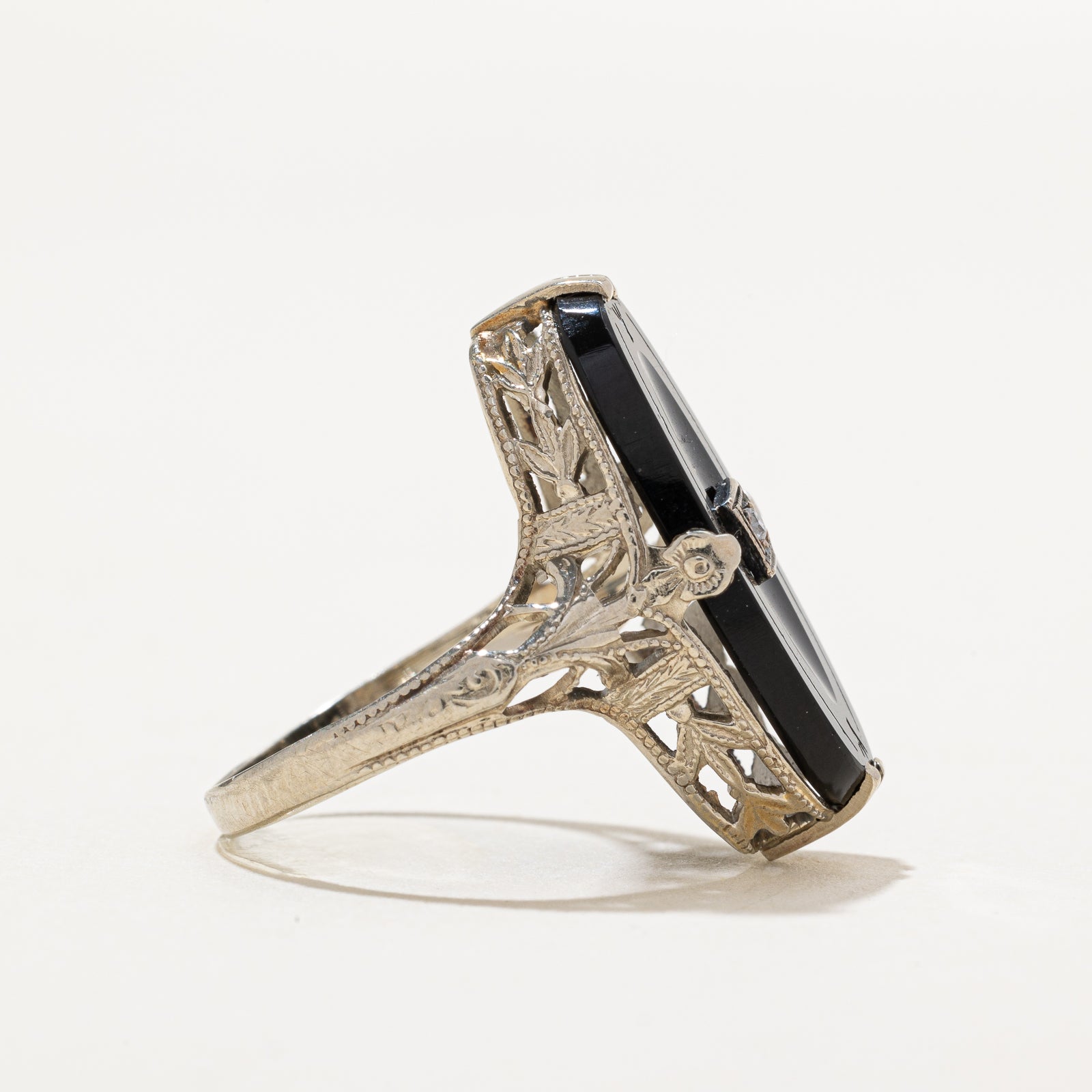 Onyx & Diamond Textured Ring | 2.75ct | 0.04ct | SZ 5.5