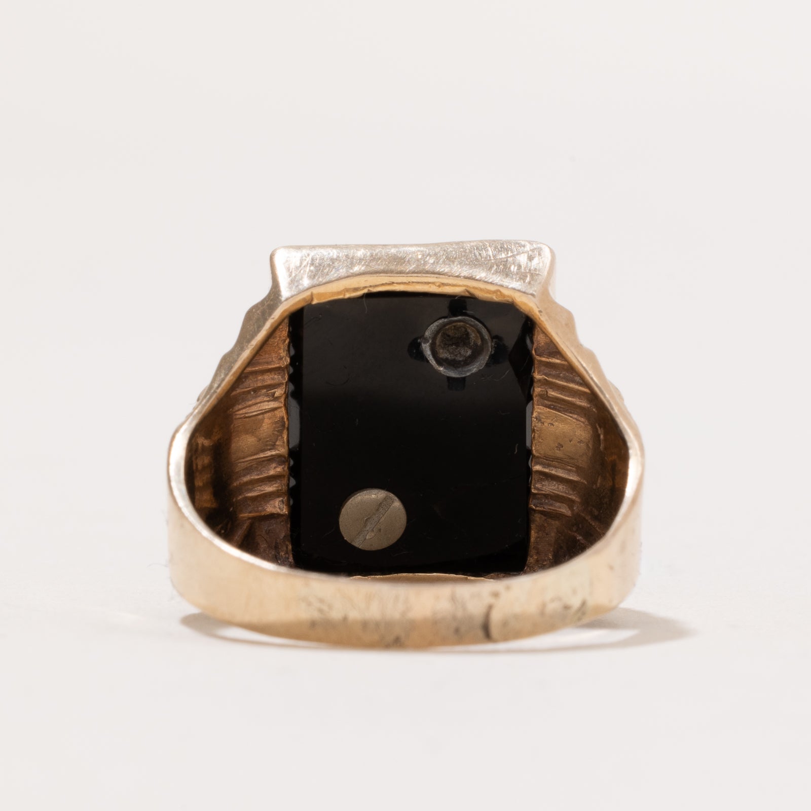 Onyx & Diamond 'R' Initial Signet Ring | 6.00ct | 0.02ct | SZ 9