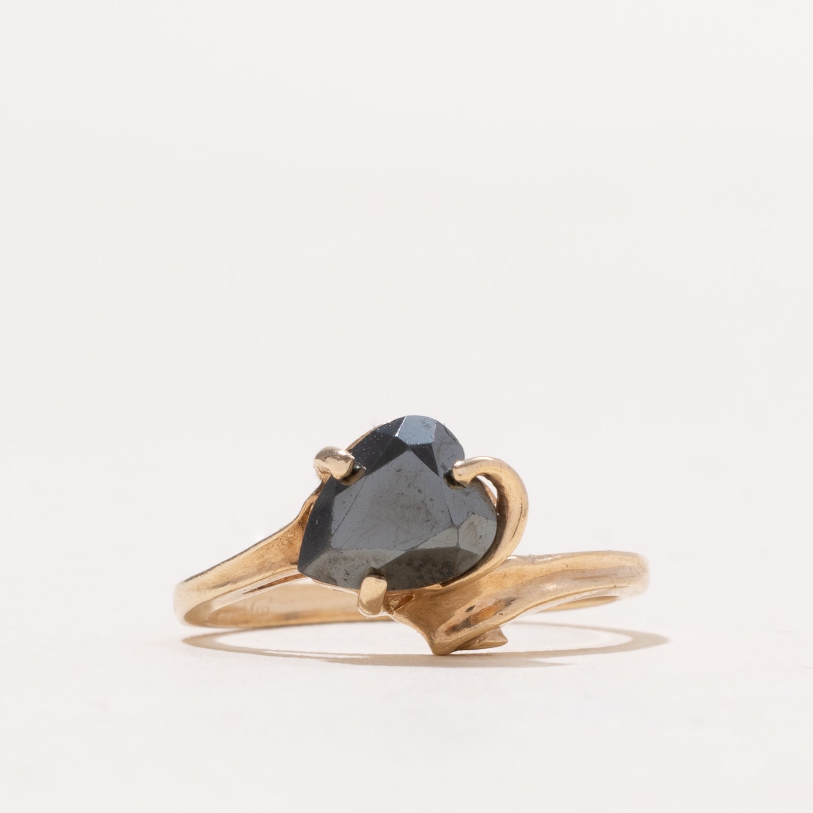 Pear Cut Hematite Bypass Ring | 2.00ct | SZ 6