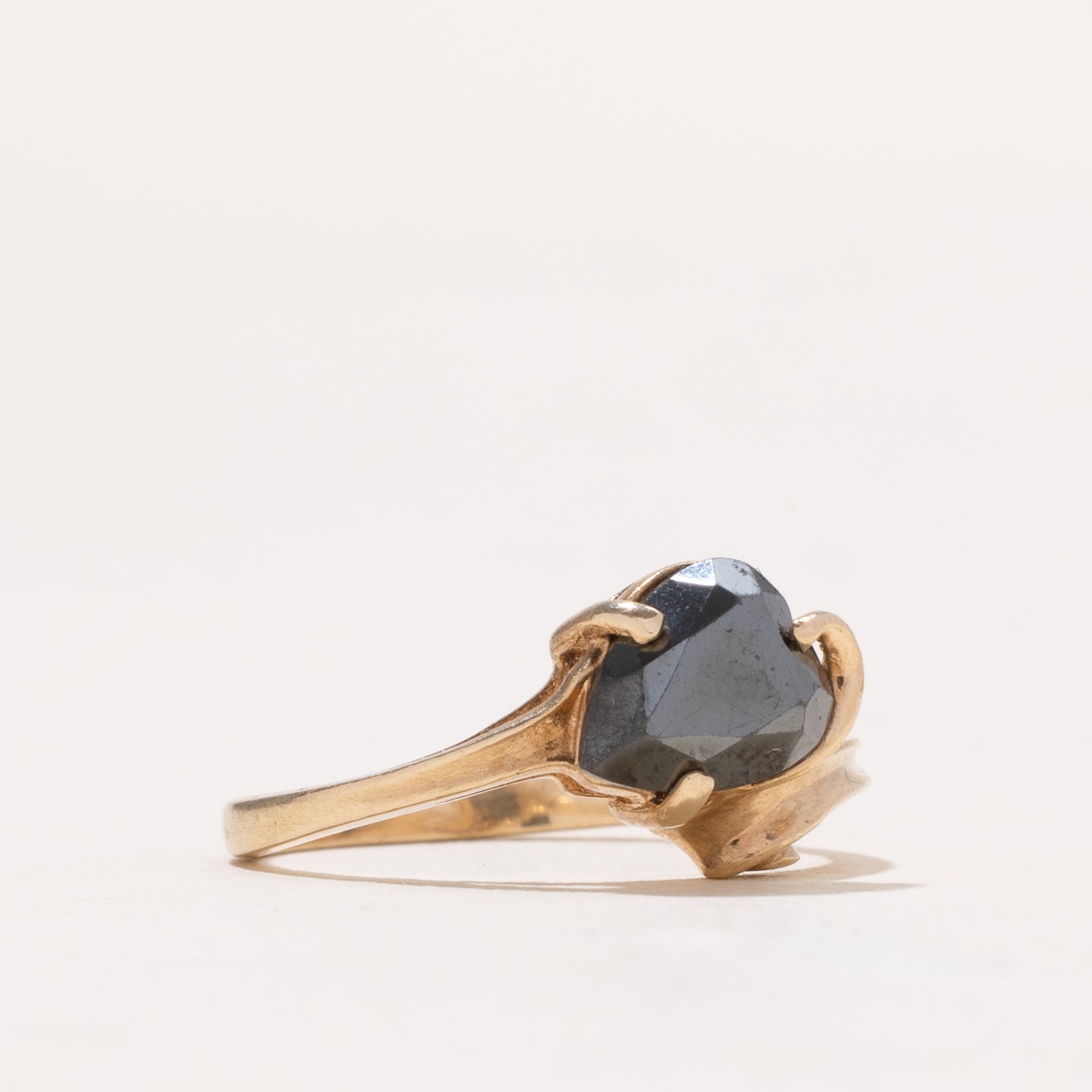 Pear Cut Hematite Bypass Ring | 2.00ct | SZ 6