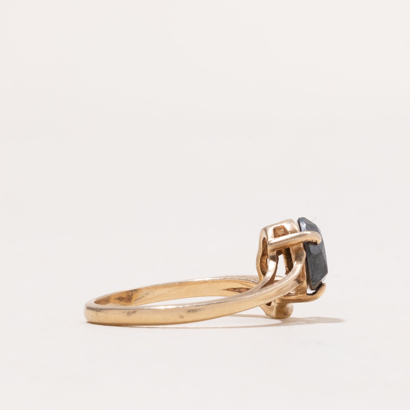 Pear Cut Hematite Bypass Ring | 2.00ct | SZ 6