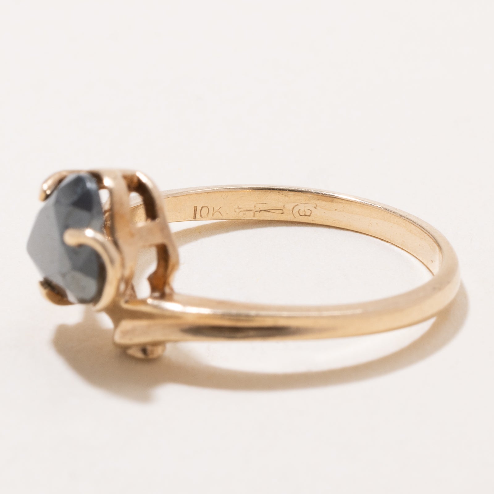 Pear Cut Hematite Bypass Ring | 2.00ct | SZ 6
