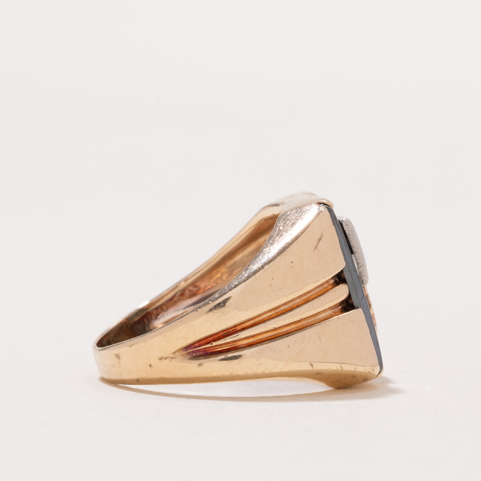 Hematite & Diamond 'M' Initial Signet Ring | 8.00ct | 0.01ct | SZ 7