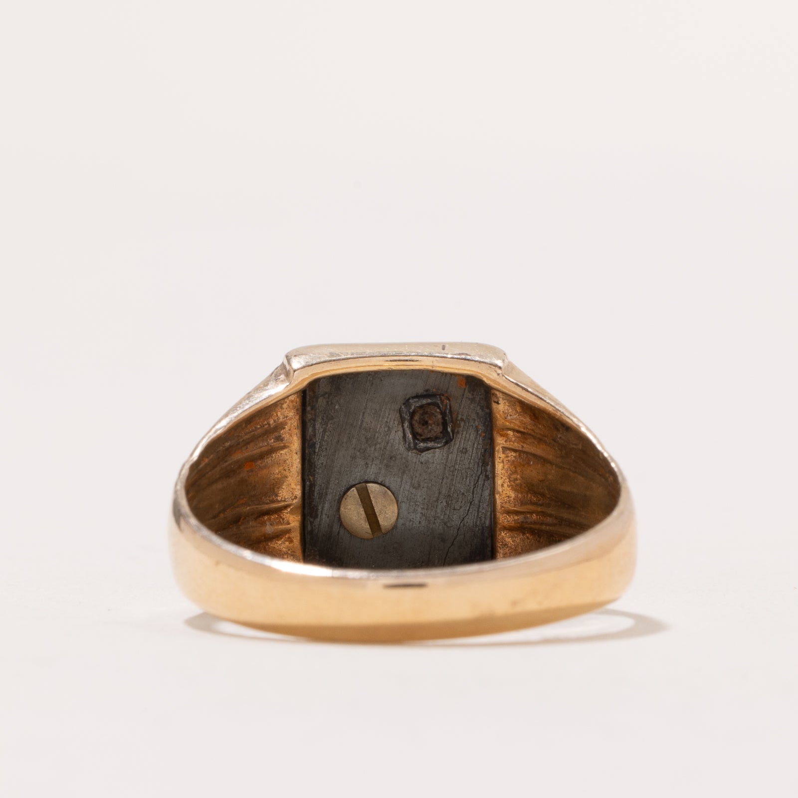 Hematite & Diamond 'D' Initial Signet Ring | 5.00ct | 0.01ct | SZ 11.25