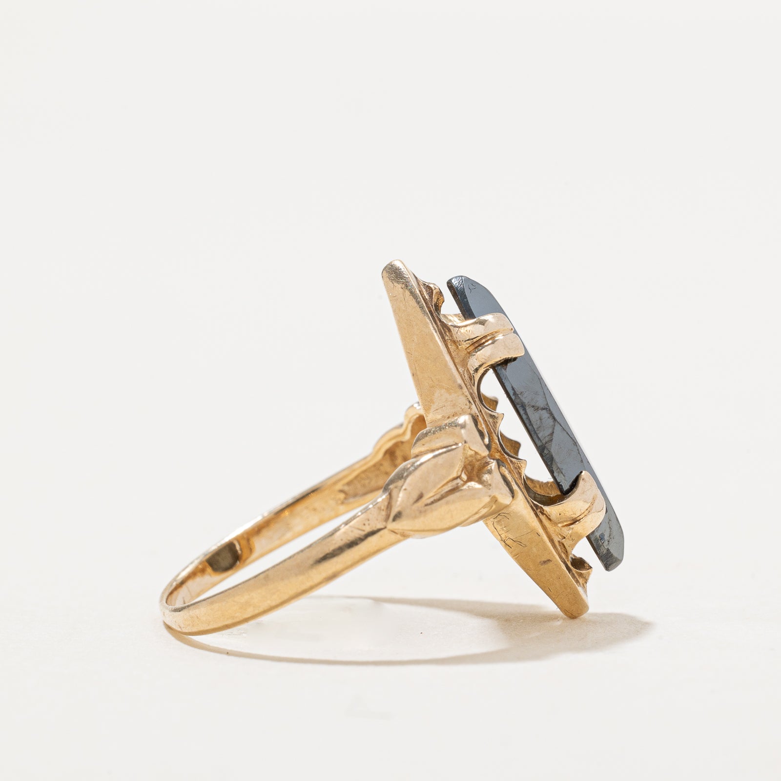 Marquise Cut Hematite Textured Ring | 5.00ct | SZ 4