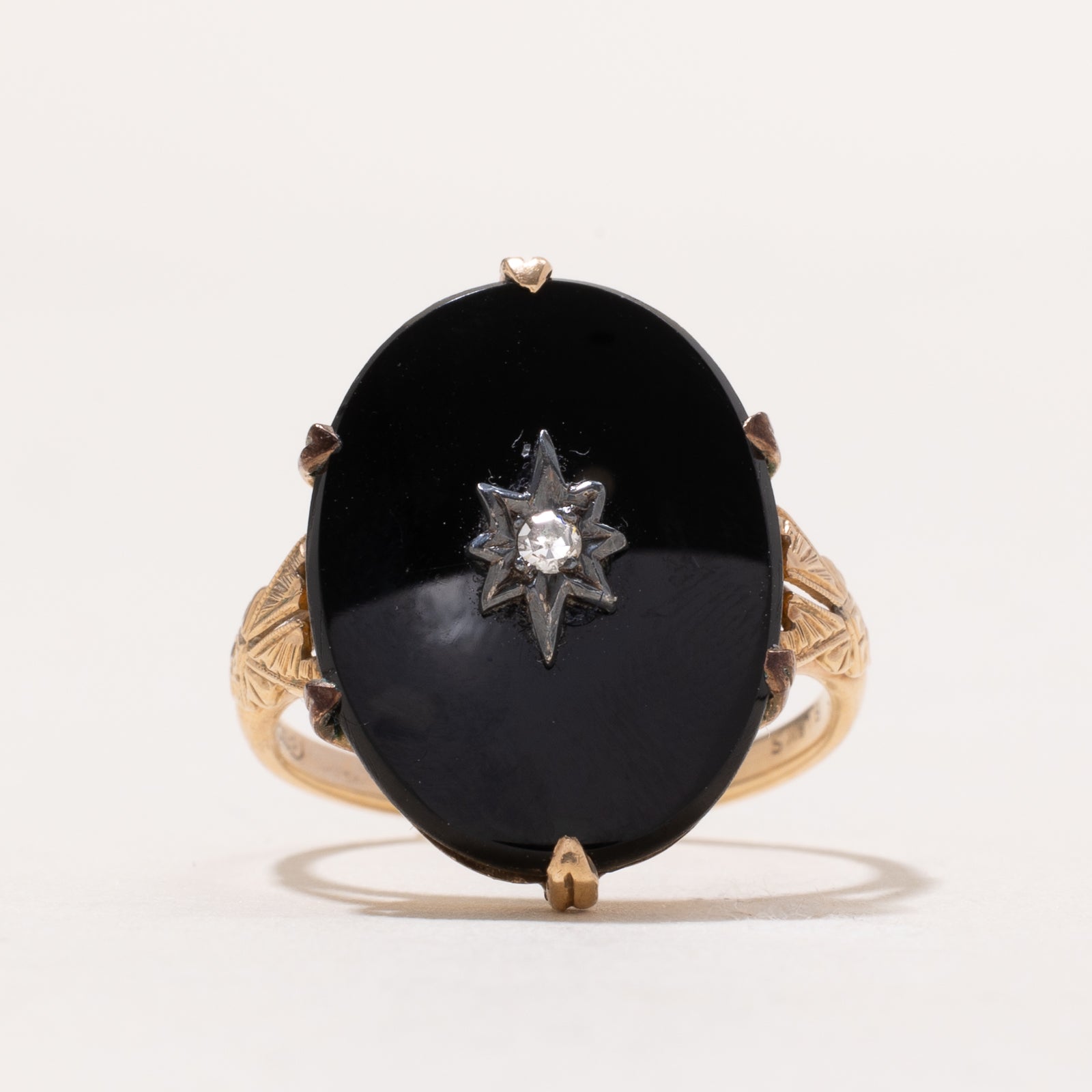 'Birks' Onyx & Diamond Cocktail Ring | 7.50ct | 0.04ct | SZ 8