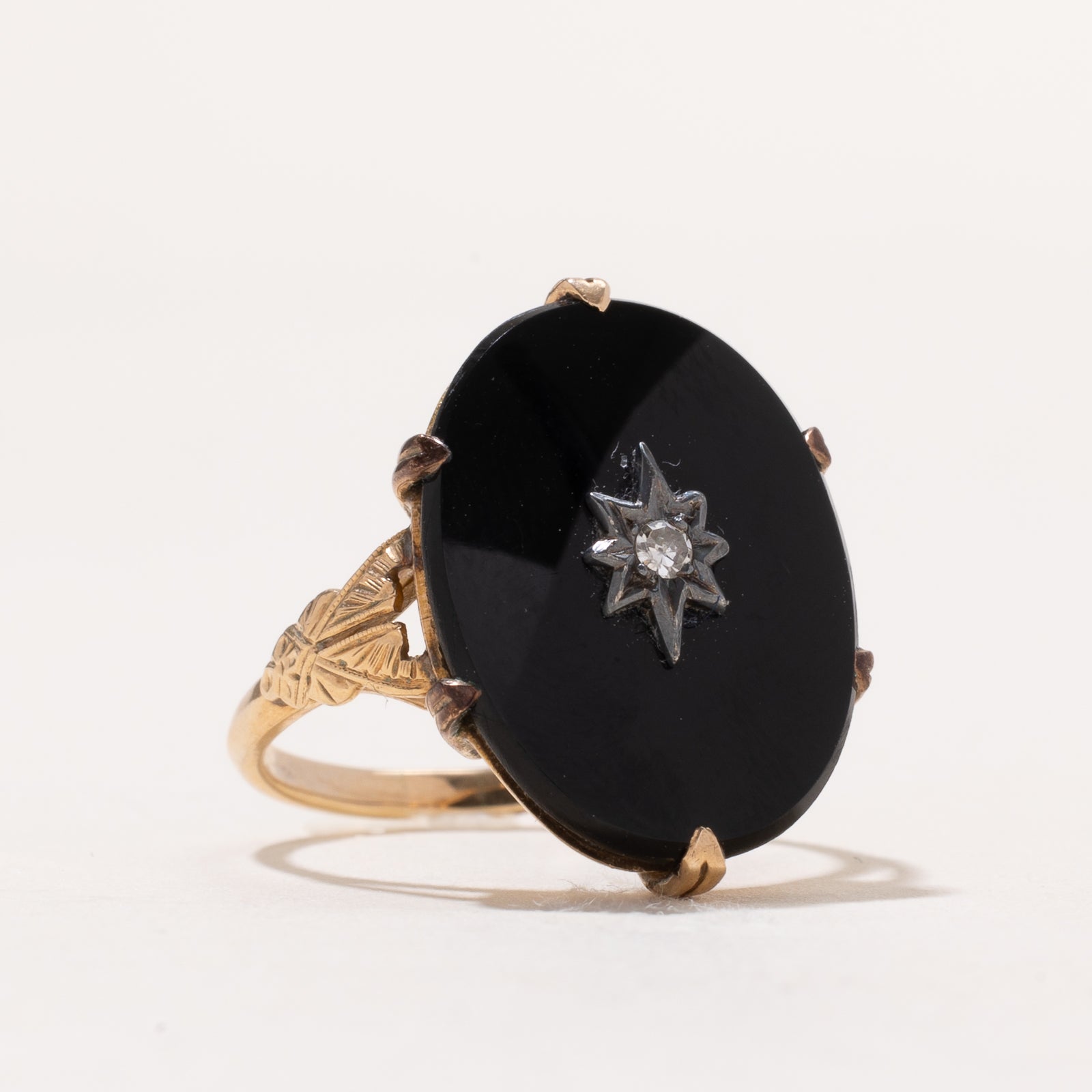 'Birks' Onyx & Diamond Cocktail Ring | 7.50ct | 0.04ct | SZ 8