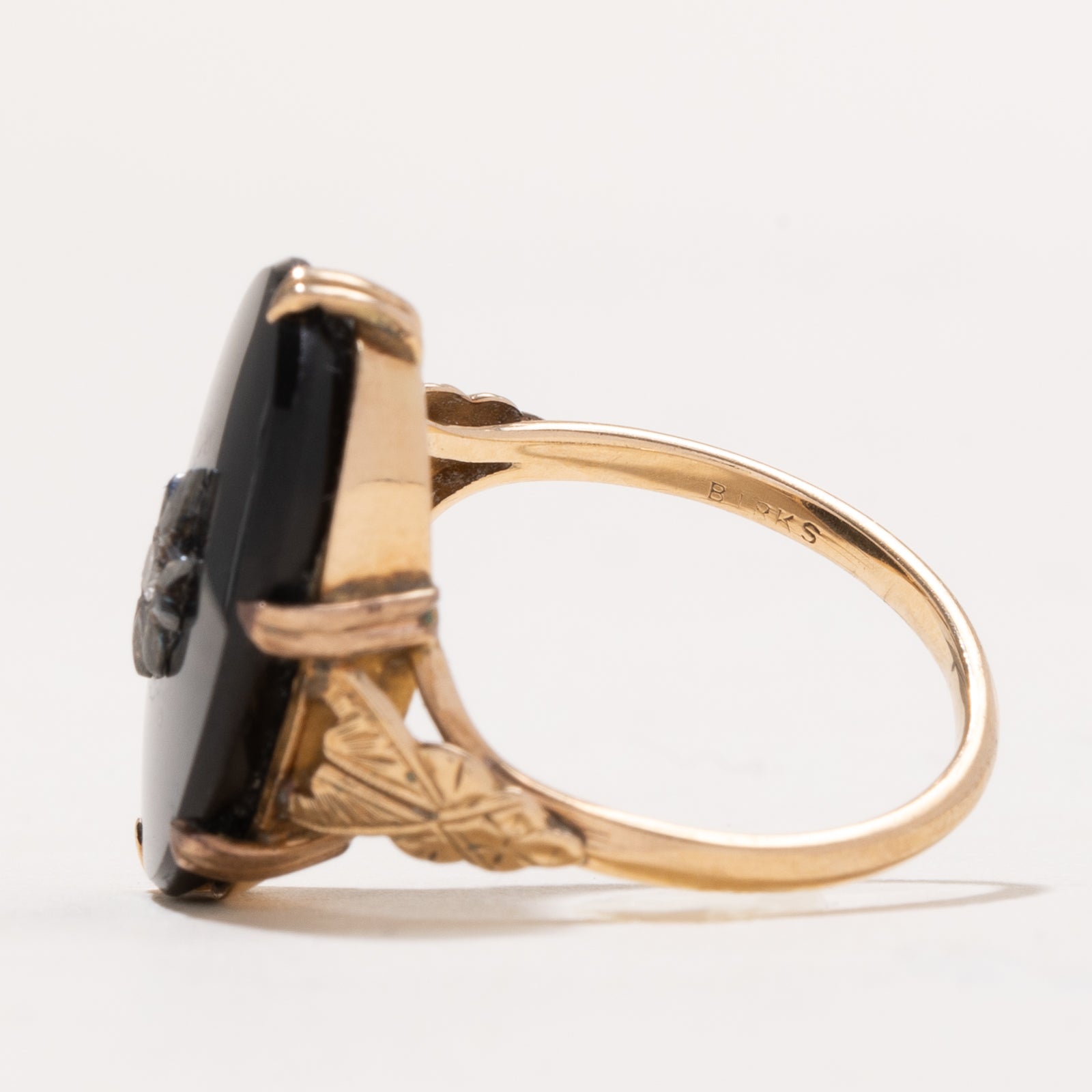 'Birks' Onyx & Diamond Cocktail Ring | 7.50ct | 0.04ct | SZ 8