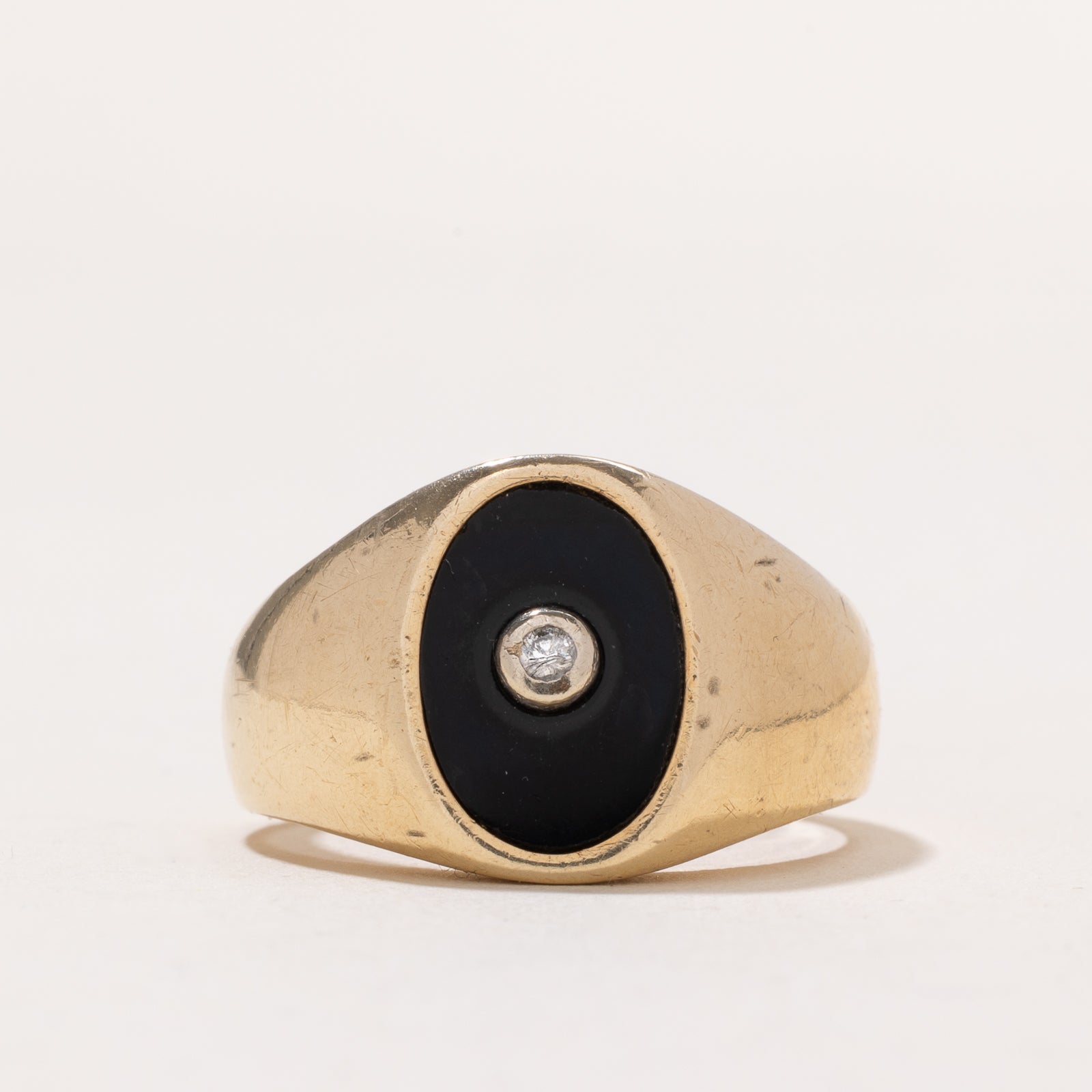 Onyx & Diamond Signet Ring | 1.70ct | 0.03ct | SZ 10
