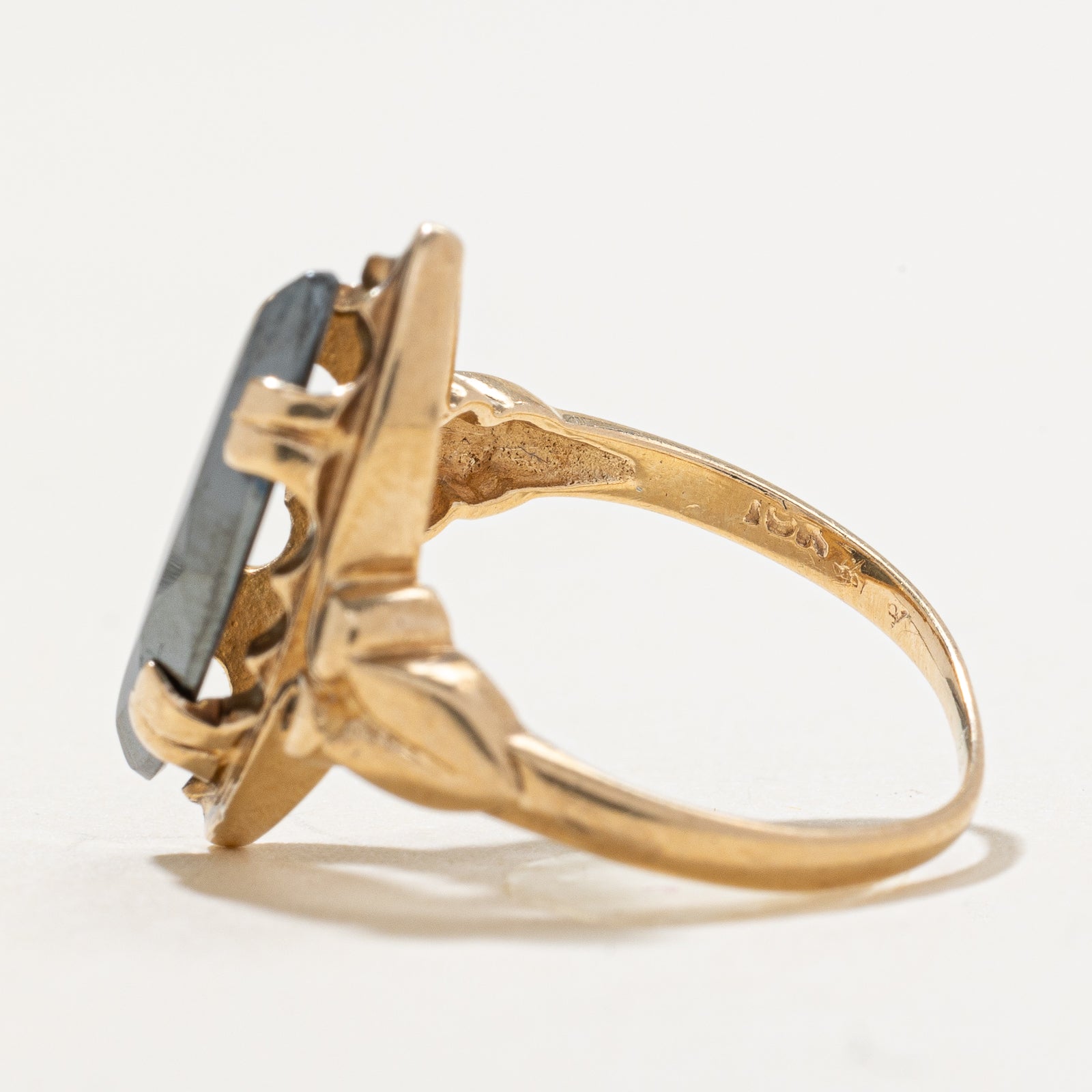 Marquise Cut Hematite Textured Ring | 5.00ct | SZ 4