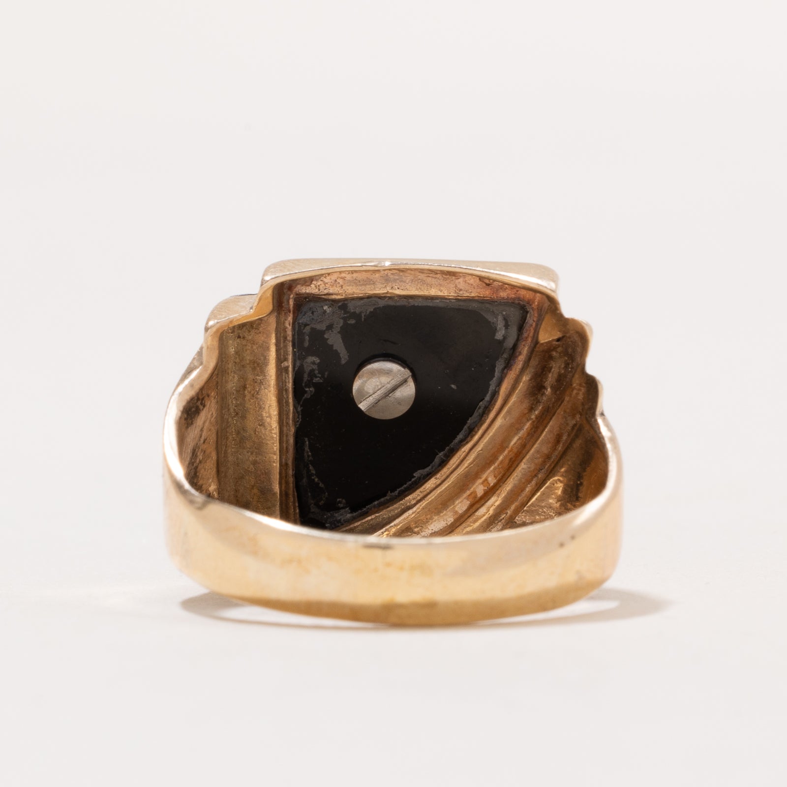 Onyx 'R' Initial Signet Ring | 3.50ct | SZ 8.5