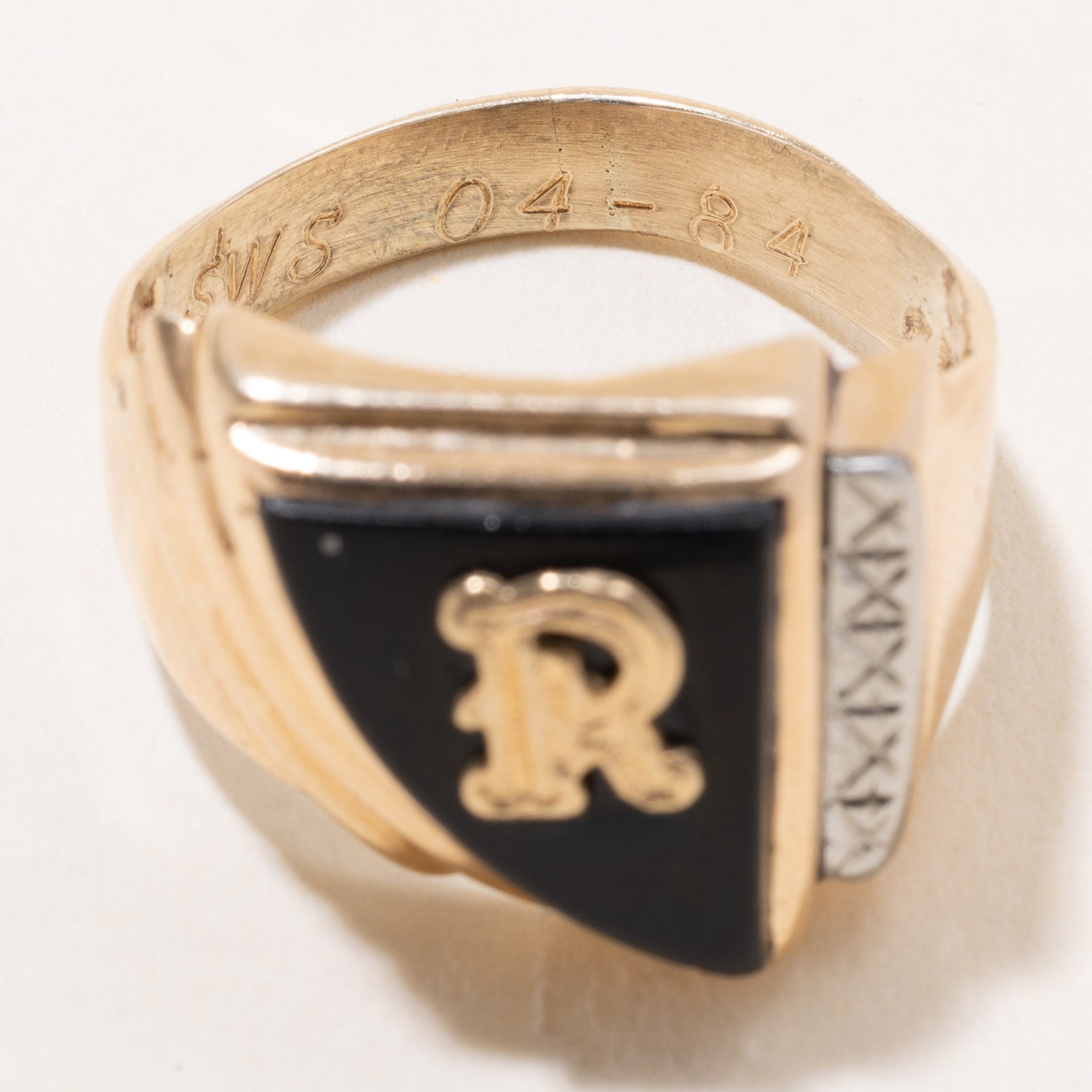 Onyx 'R' Initial Signet Ring | 3.50ct | SZ 8.5