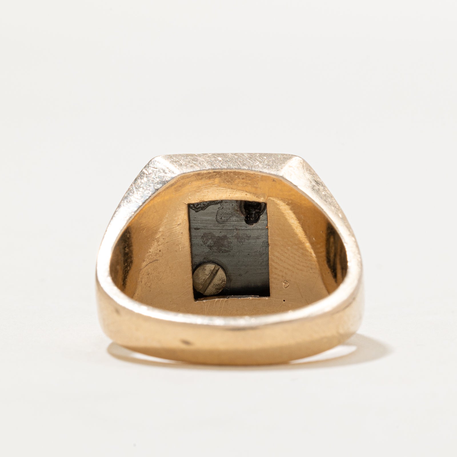 Hematite & Diamond 'J' Initial Signet Ring | 7.50ct | 0.01ct | SZ 9.25