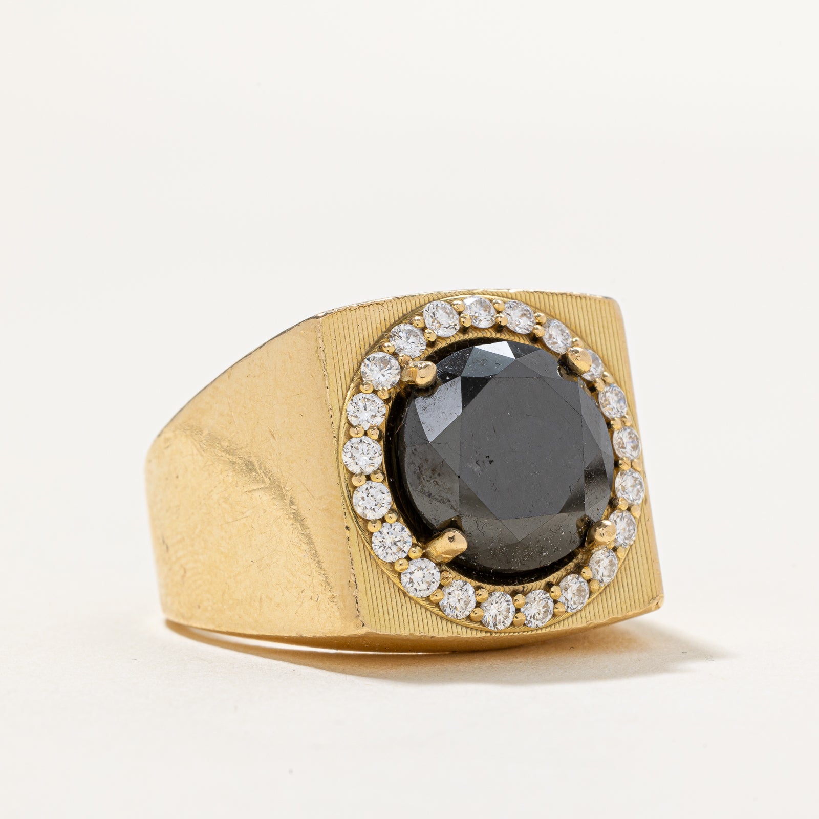 6ct+ Black Diamond & Diamond Halo Cocktail Ring | 6.10ct | 0.75ctw | SZ 9