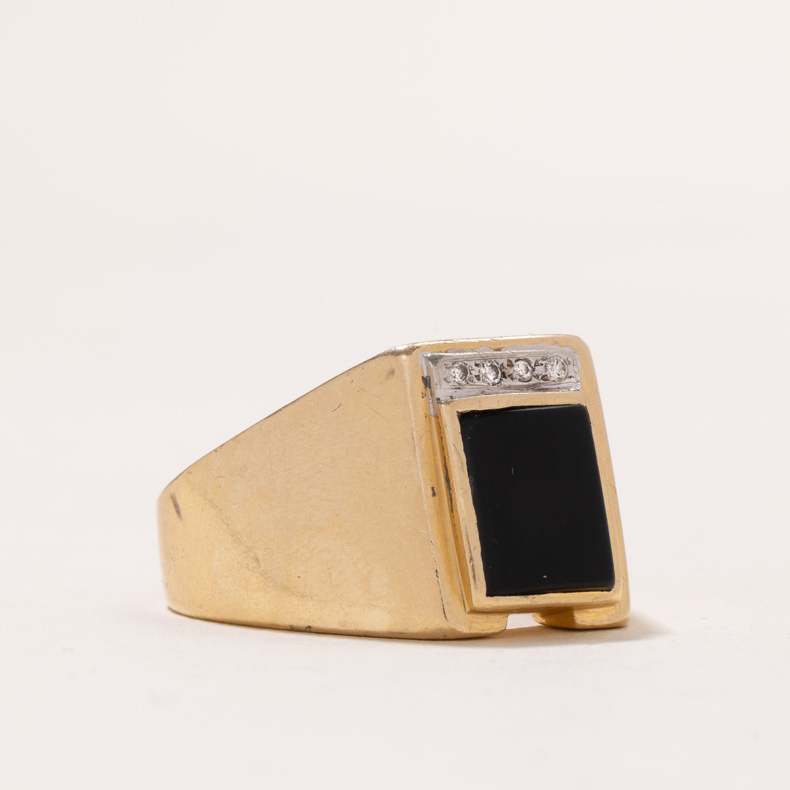 Onyx & Diamond Signet Ring | 2.60ct | 0.04ctw | SZ 11.5
