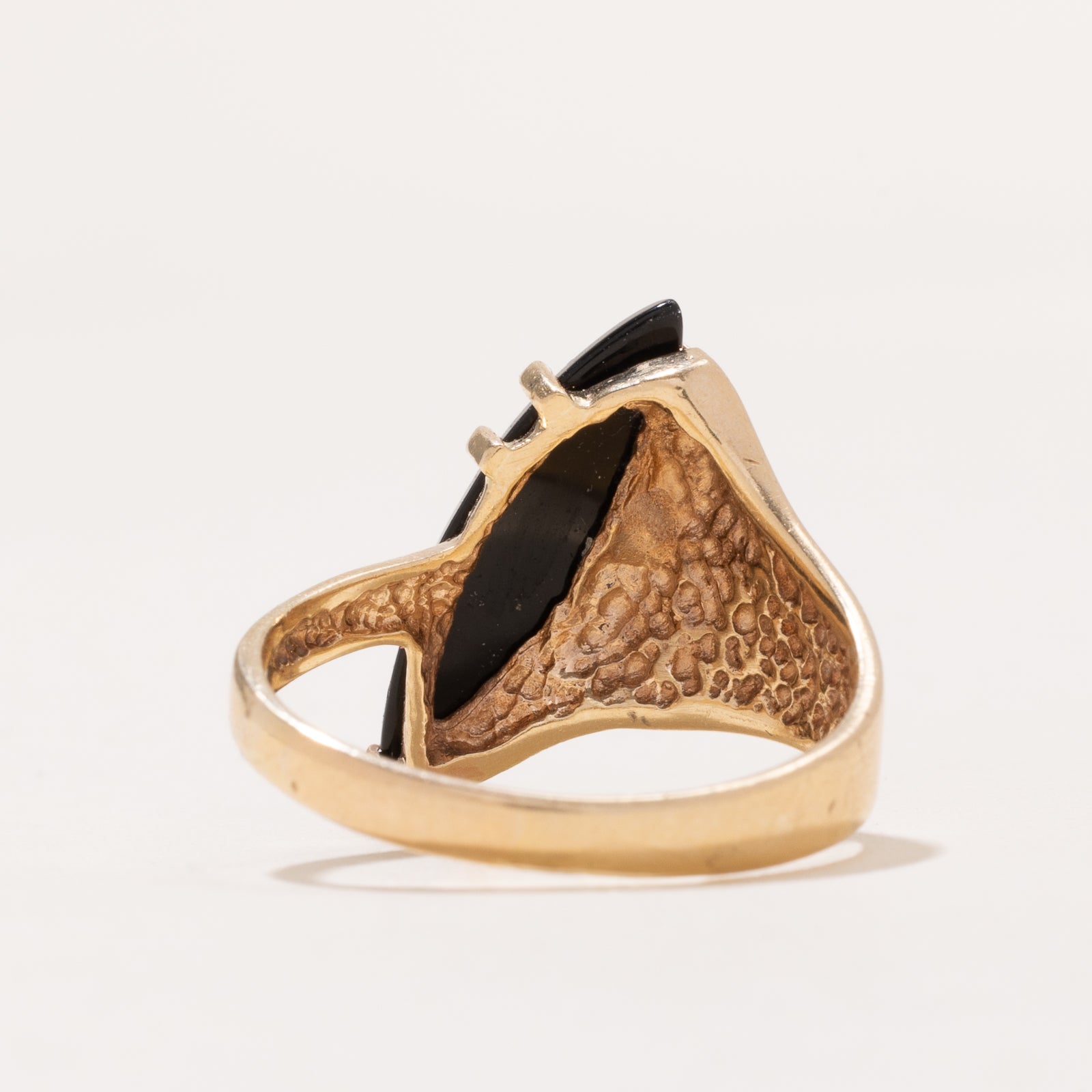 Onyx & Diamond Navette Ring | 1.85ct | 0.05ctw | SZ 9.25