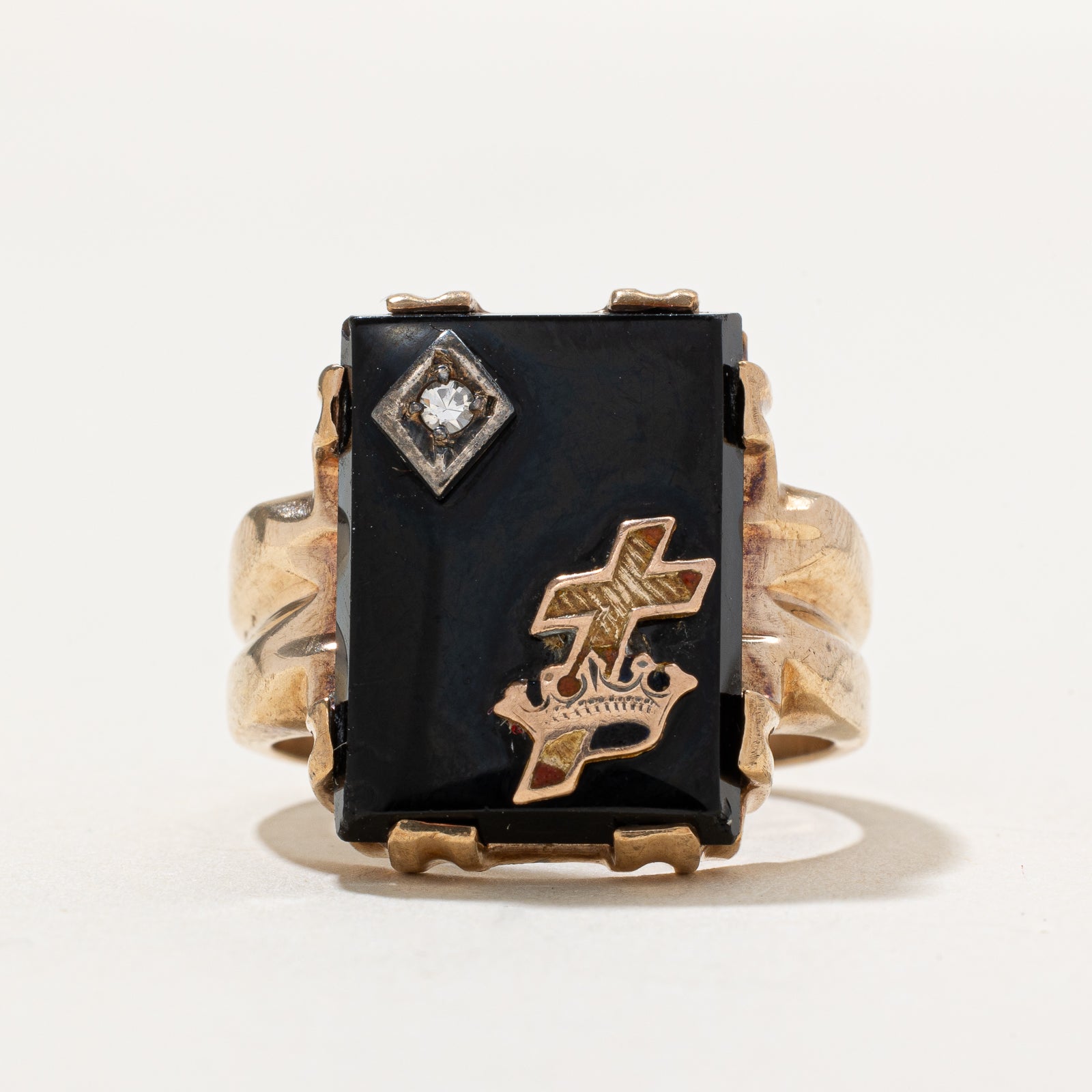 Onyx & Diamond Signet Ring | 7.50ct | 0.03ct | SZ 7.5