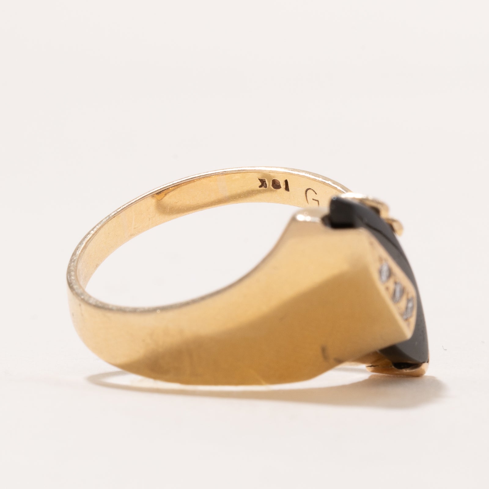 Onyx & Diamond Navette Ring | 1.85ct | 0.05ctw | SZ 9.25