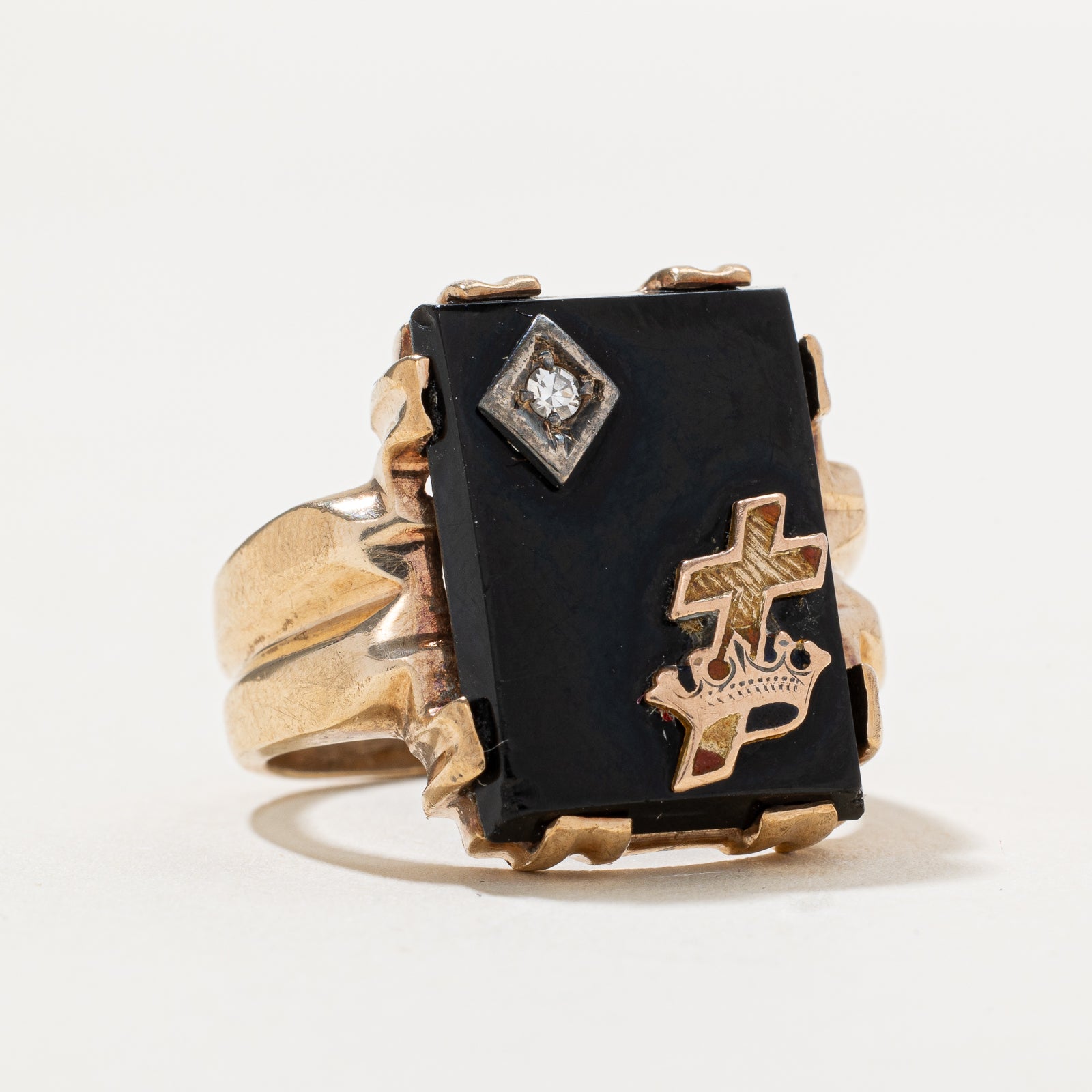 Onyx & Diamond Signet Ring | 7.50ct | 0.03ct | SZ 7.5