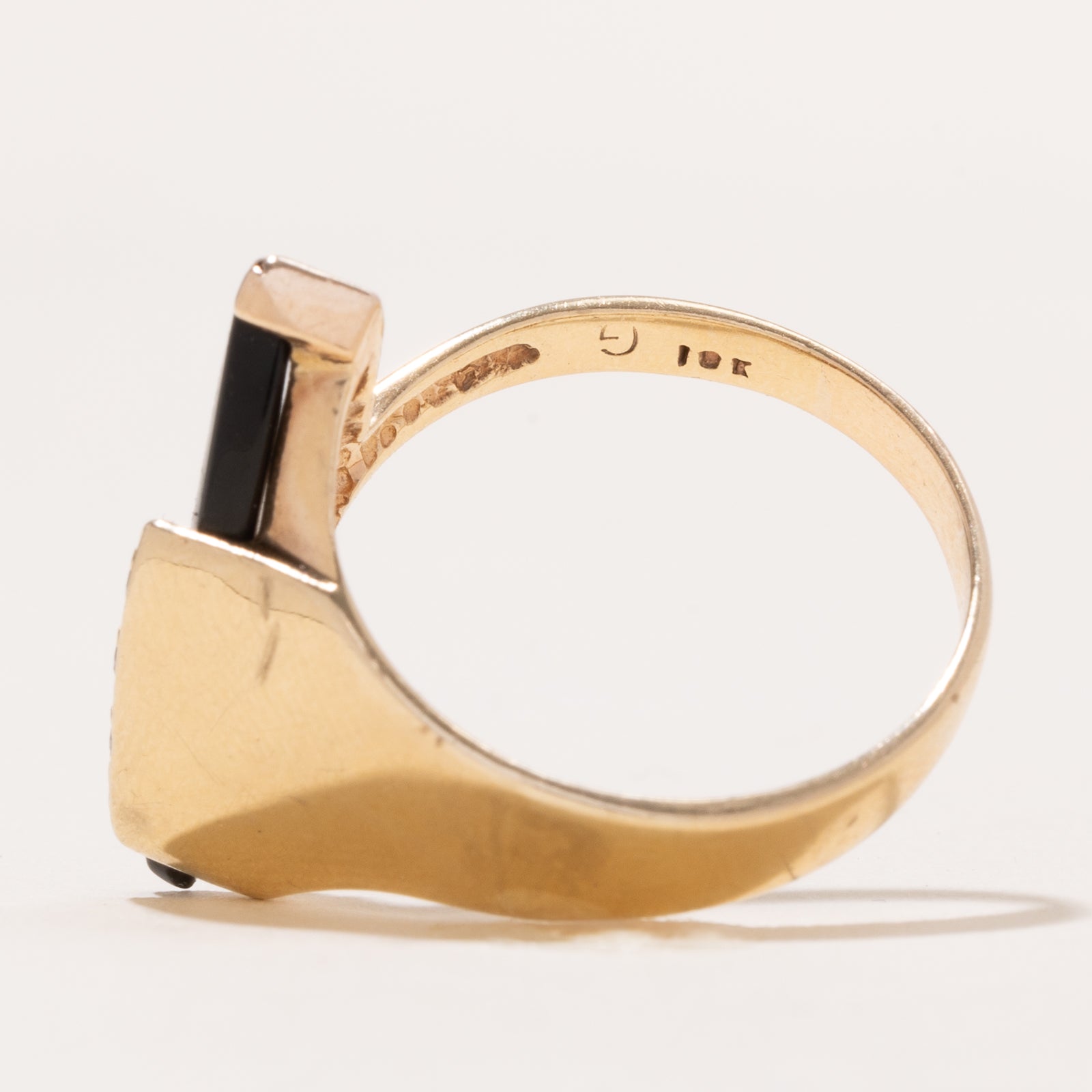 Onyx & Diamond Navette Ring | 1.85ct | 0.05ctw | SZ 9.25