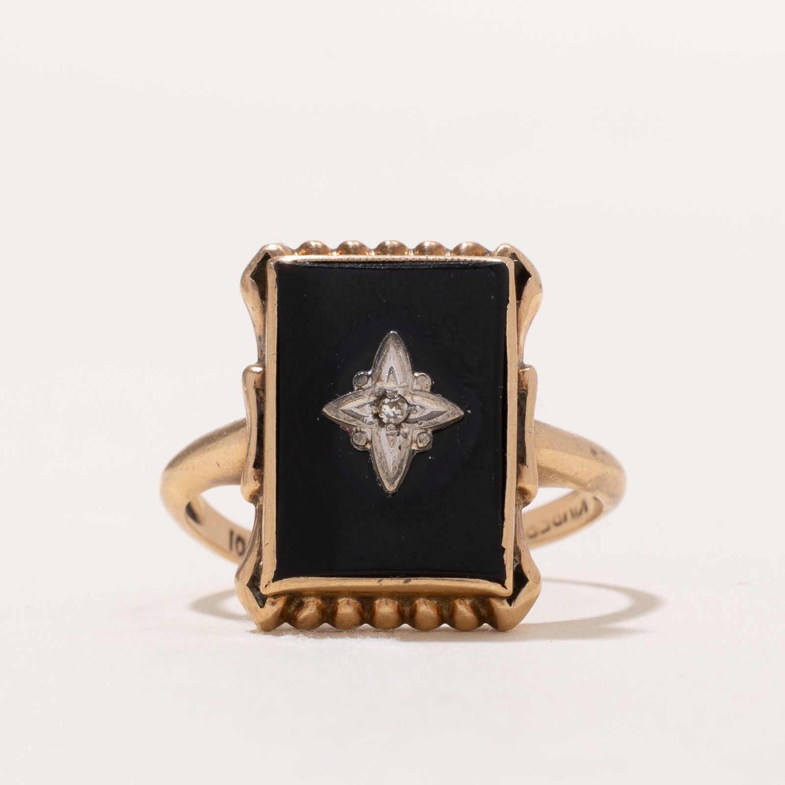 Vintage Onyx & Diamond Ring | 4.50ct | 0.01ct | SZ 6.5