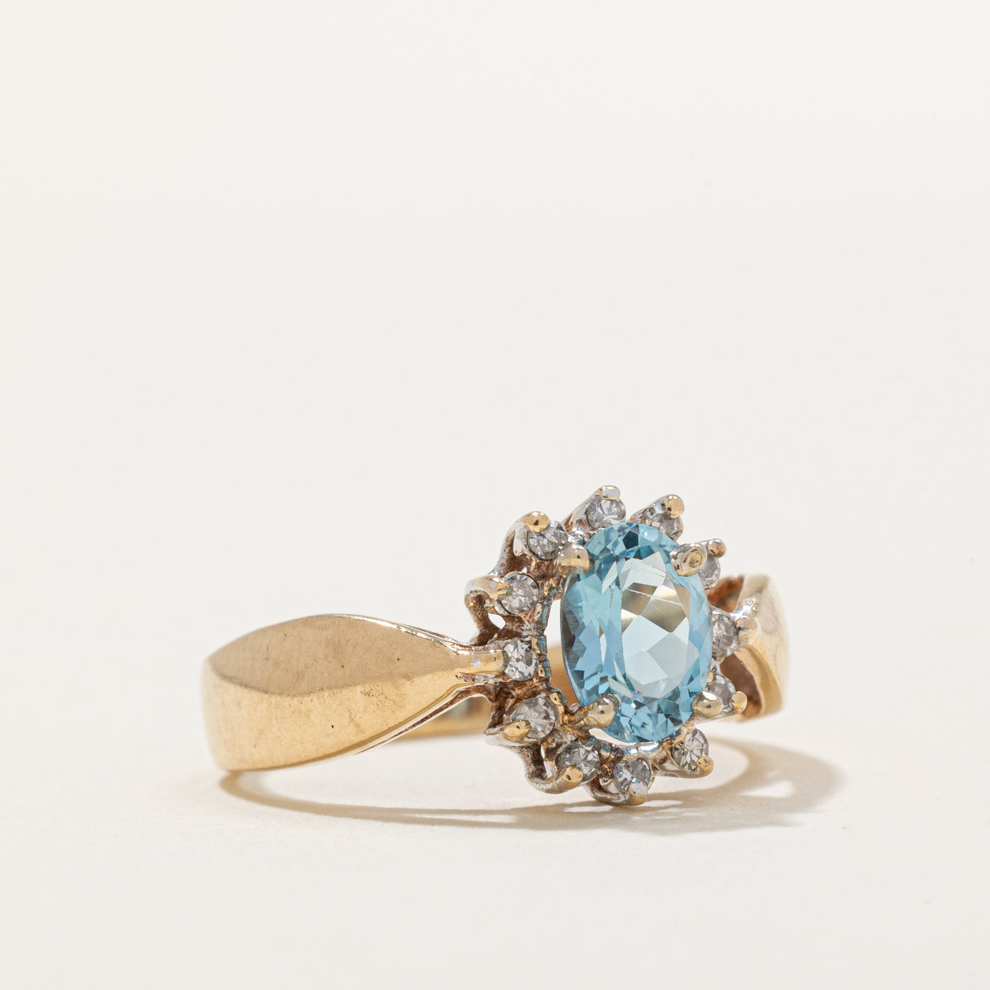 Blue Topaz & Diamond Reverse Tapered Ring | 0.82ct, 0.09ctw | SZ 5.75 |
