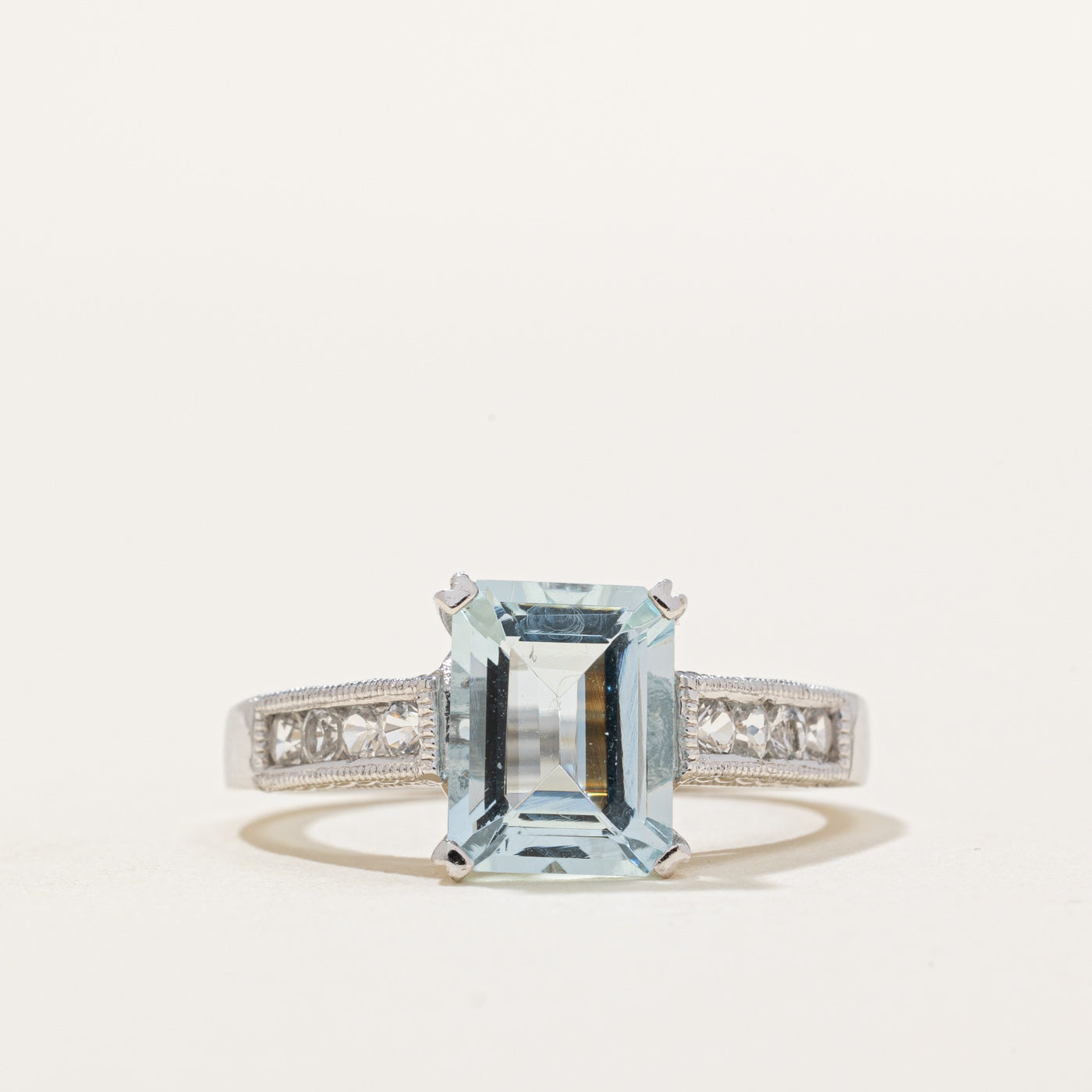Aquamarine & White Topaz Cocktail Ring | 2.00ct, 0.24ctw | SZ 7.25 |