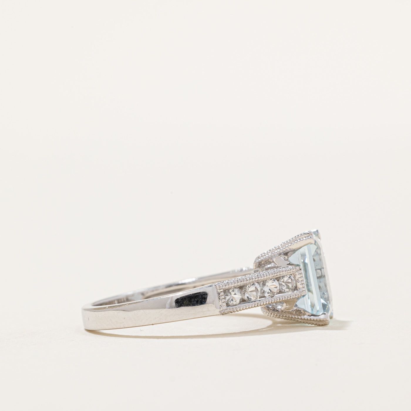 Aquamarine & White Topaz Cocktail Ring | 2.00ct, 0.24ctw | SZ 7.25 |