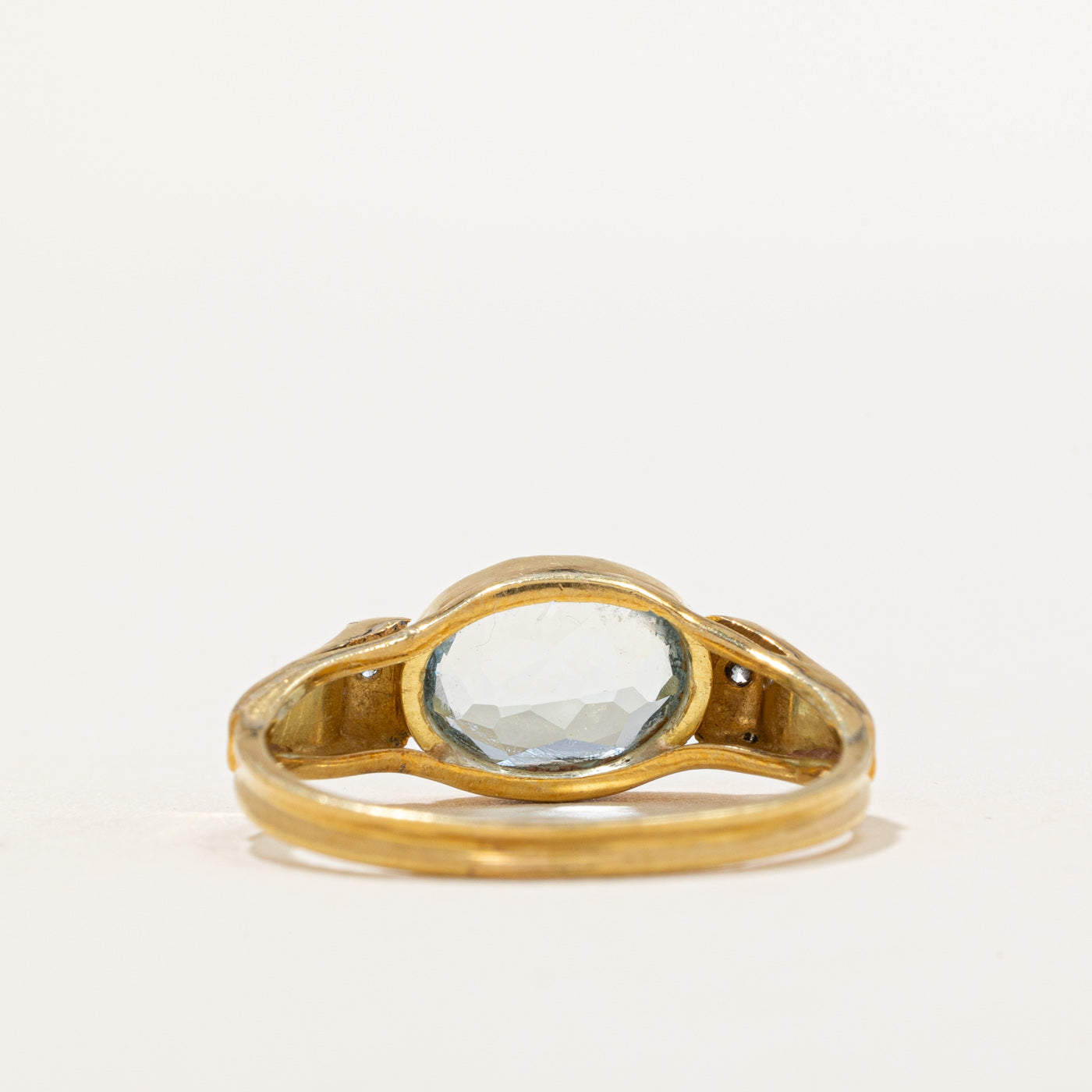 Bezel Set East West Aquamarine & Diamond Ring | 1.80ct, 0.02ctw | SZ 7.5 |