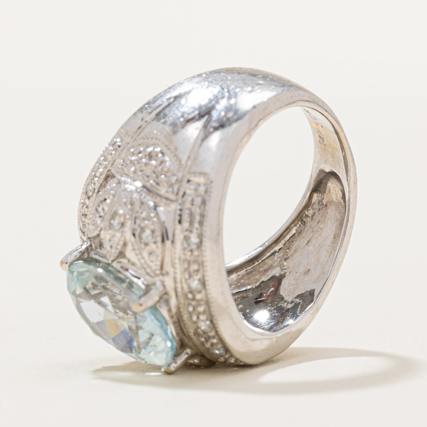 Aquamarine & Diamond Cocktail Ring | 3.00ct, 0.16ctw | SZ 5 |