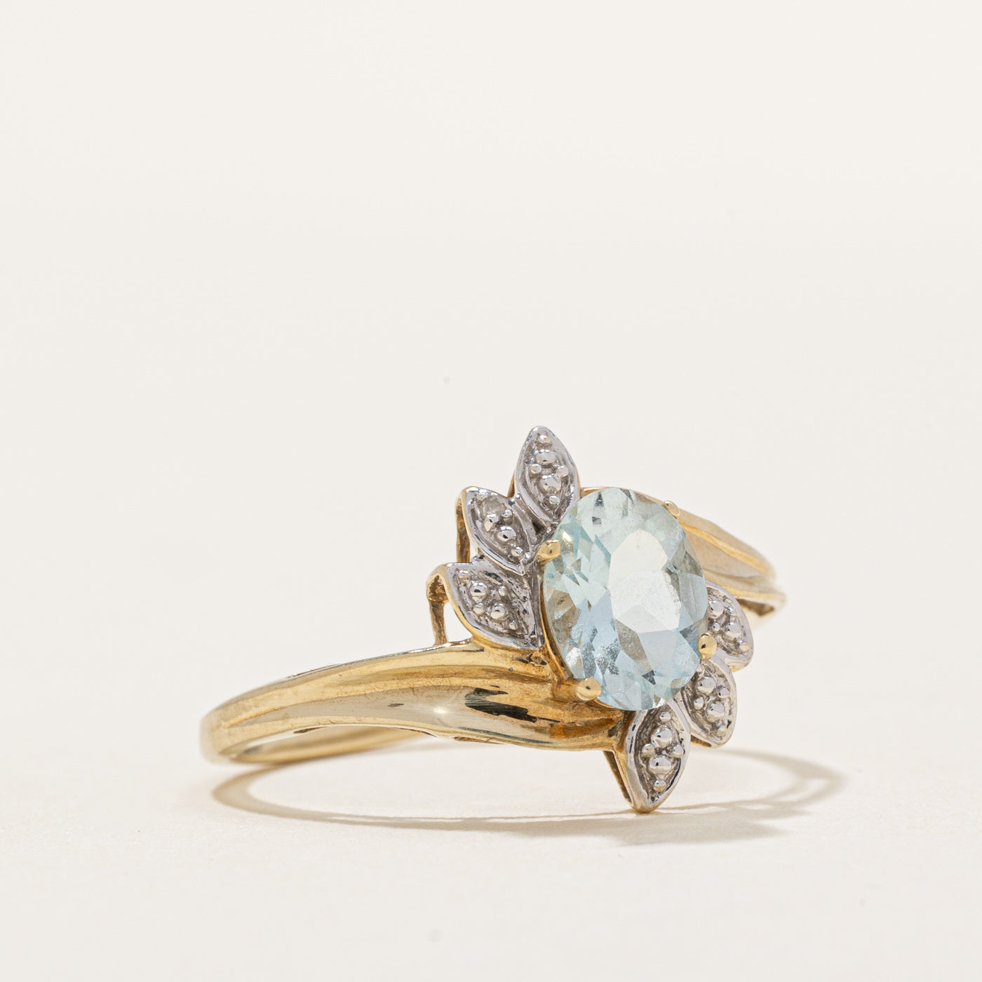 Aquamarine & Diamond Bypass Ring | 0.80ct, 0.005ctw | SZ 7 |