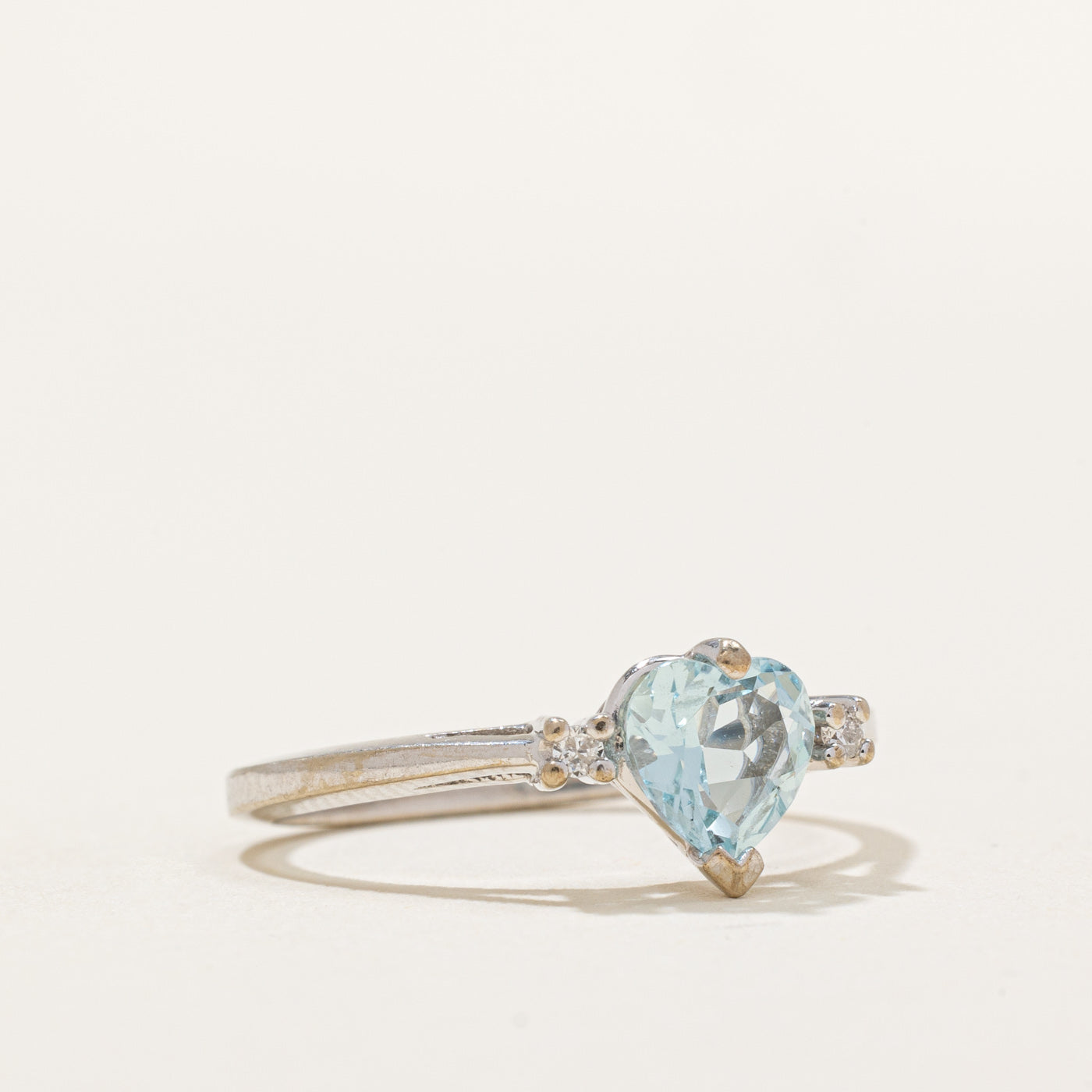 Heart Cut Aquamarine & Diamond Ring | 0.50ct, 0.02ctw | SZ 6.5 |