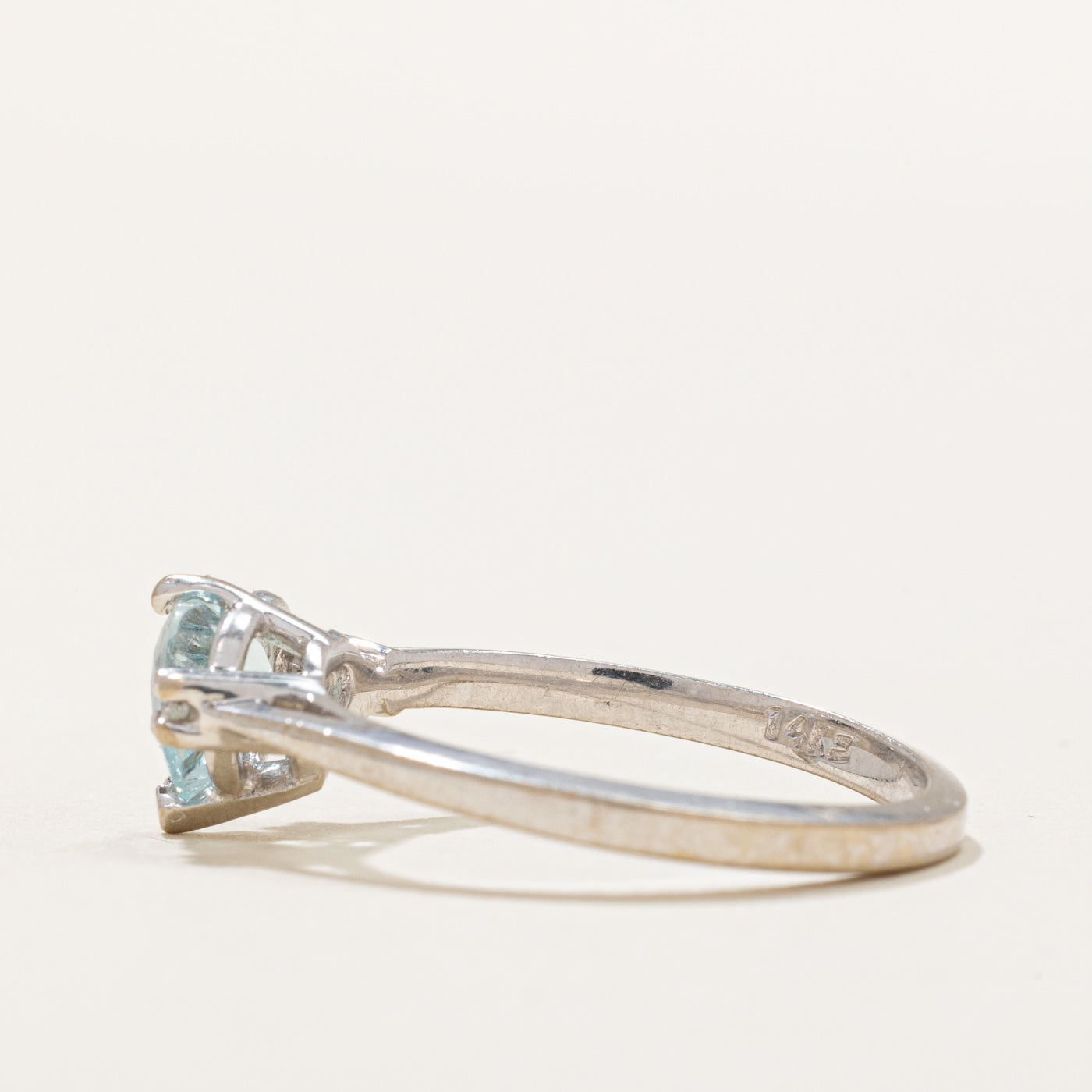 Heart Cut Aquamarine & Diamond Ring | 0.50ct, 0.02ctw | SZ 6.5 |