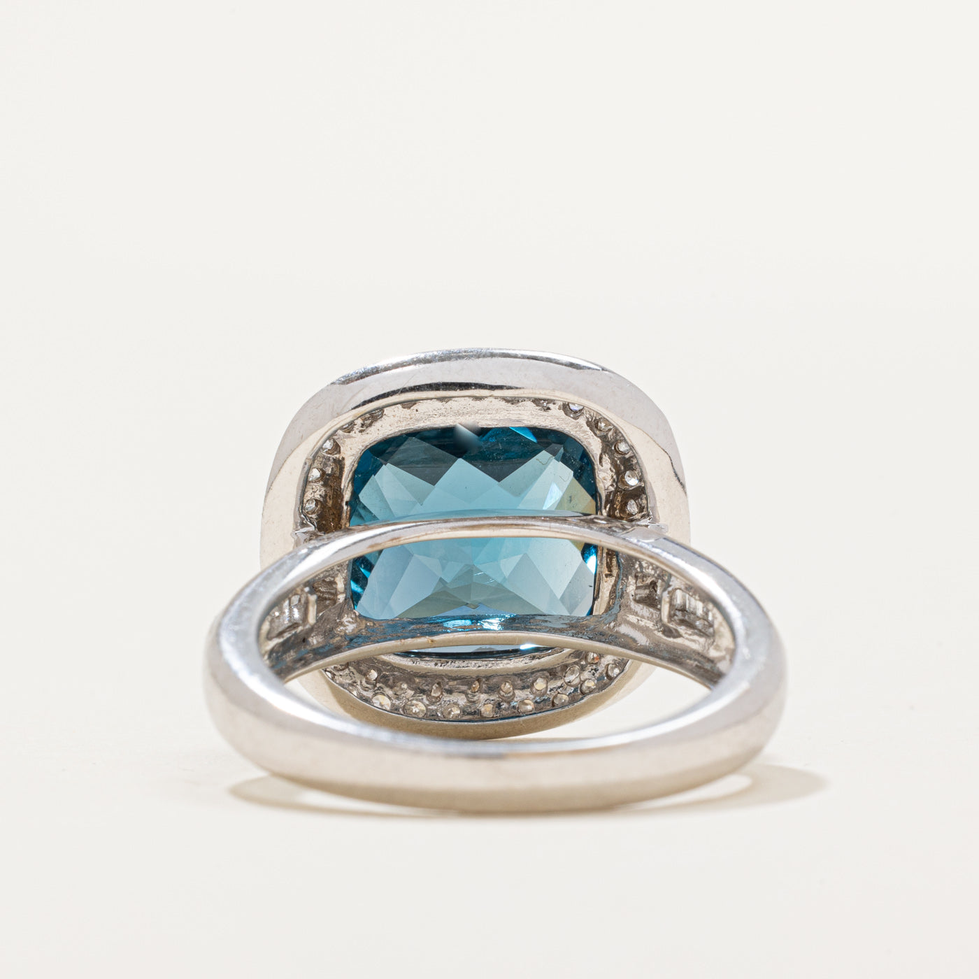 London Blue Topaz & Diamond Halo Ring | 6.00ct, 0.40ctw | SZ 8.25 |