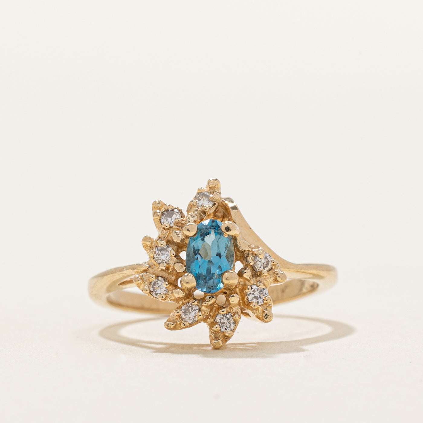Blue Topaz & Diamond Cluster Ring | 0.26ct, 0.08ctw | SZ 3.5 |