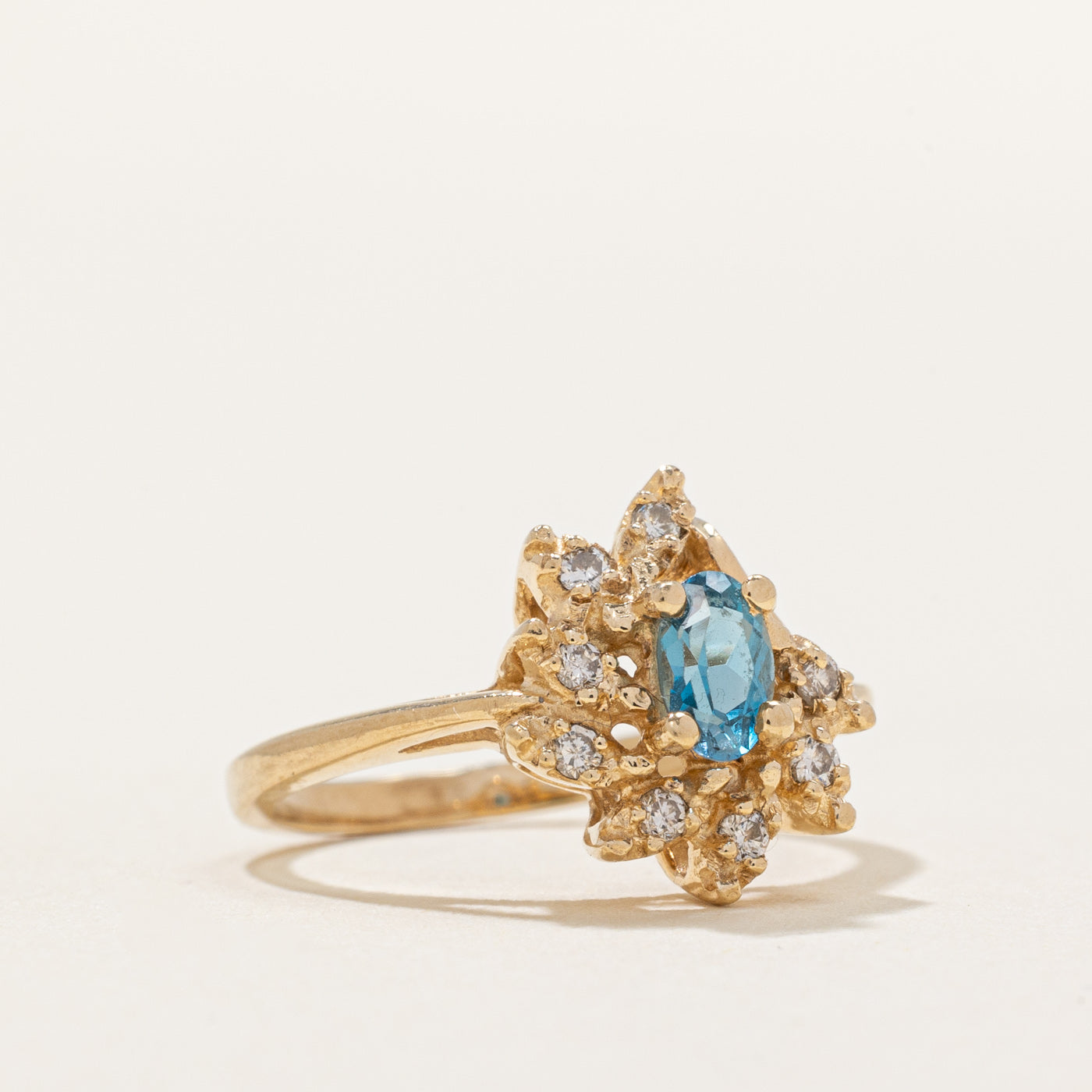 Blue Topaz & Diamond Cluster Ring | 0.26ct, 0.08ctw | SZ 3.5 |