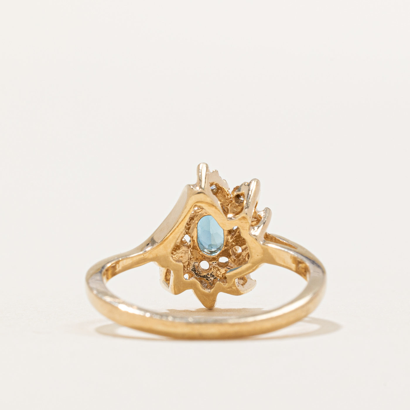 Blue Topaz & Diamond Cluster Ring | 0.26ct, 0.08ctw | SZ 3.5 |