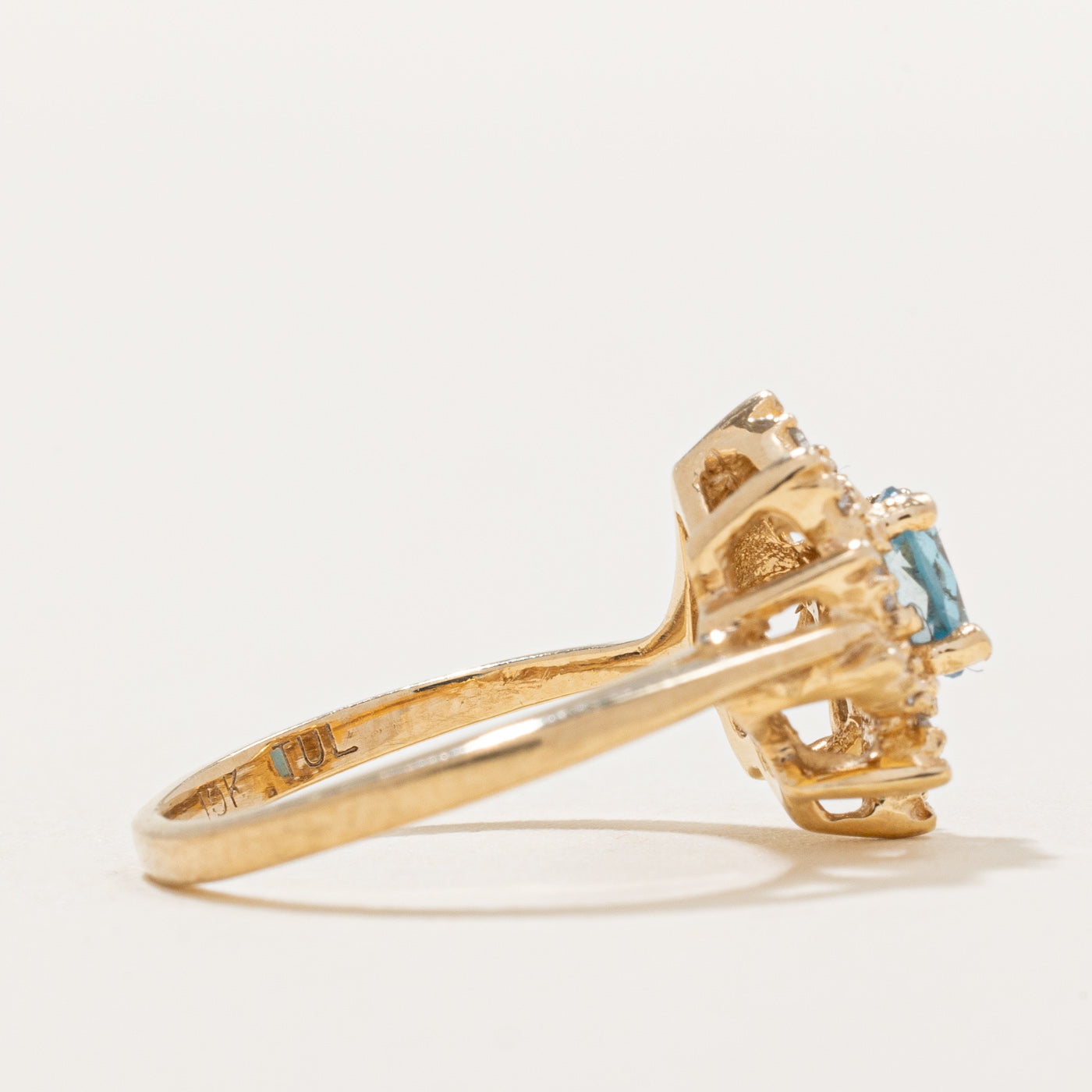 Blue Topaz & Diamond Cluster Ring | 0.26ct, 0.08ctw | SZ 3.5 |