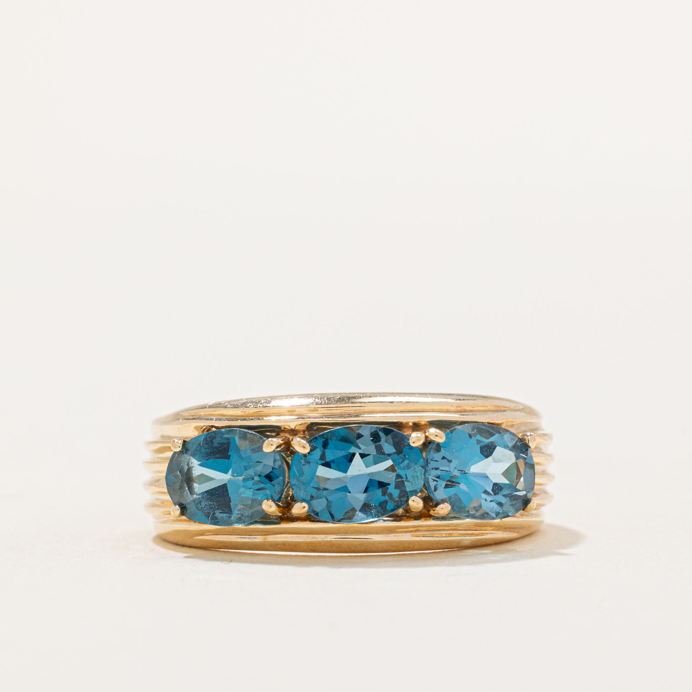 Three Stone London Blue Topaz Ring | 2.50ctw | SZ 8.25 |