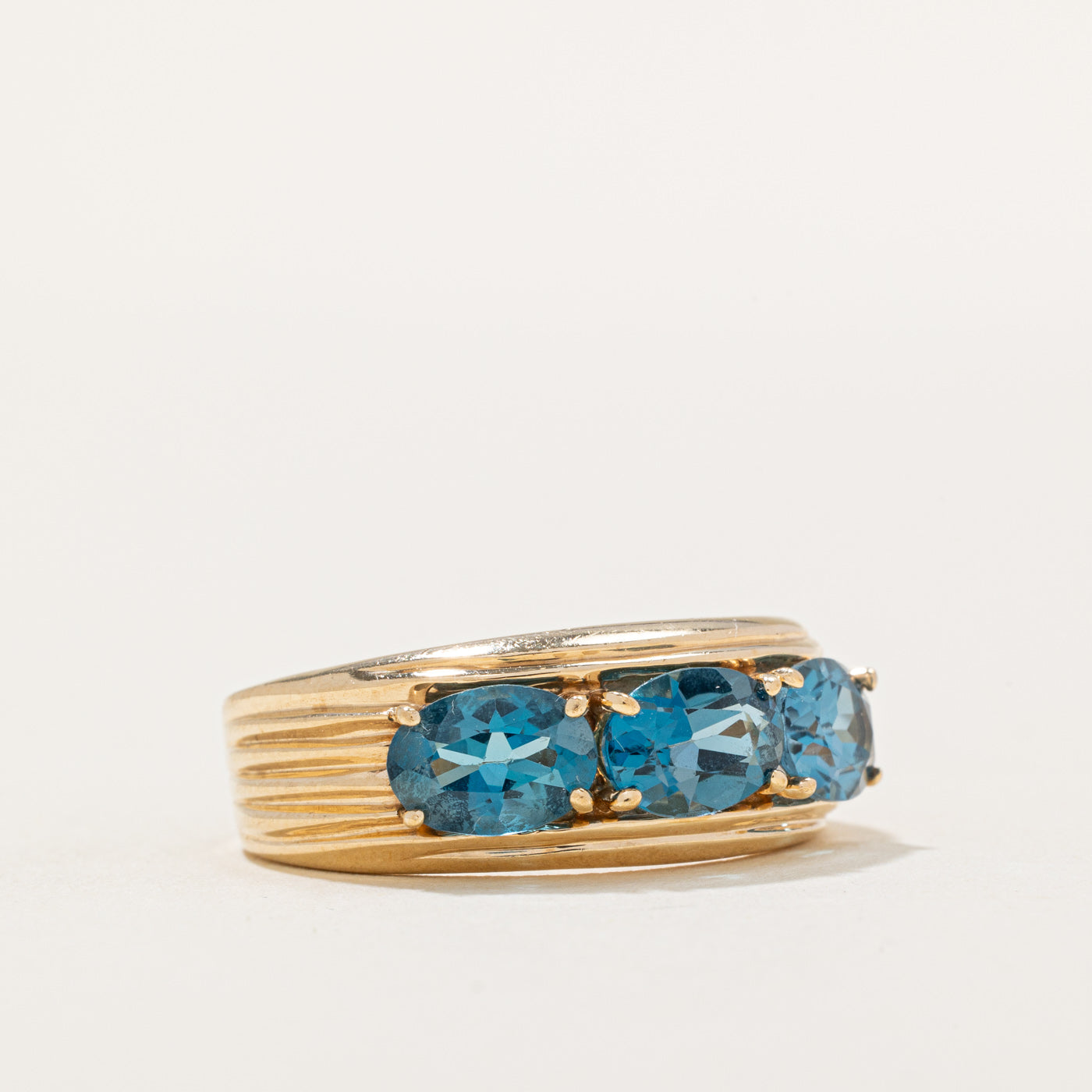 Three Stone London Blue Topaz Ring | 2.50ctw | SZ 8.25 |