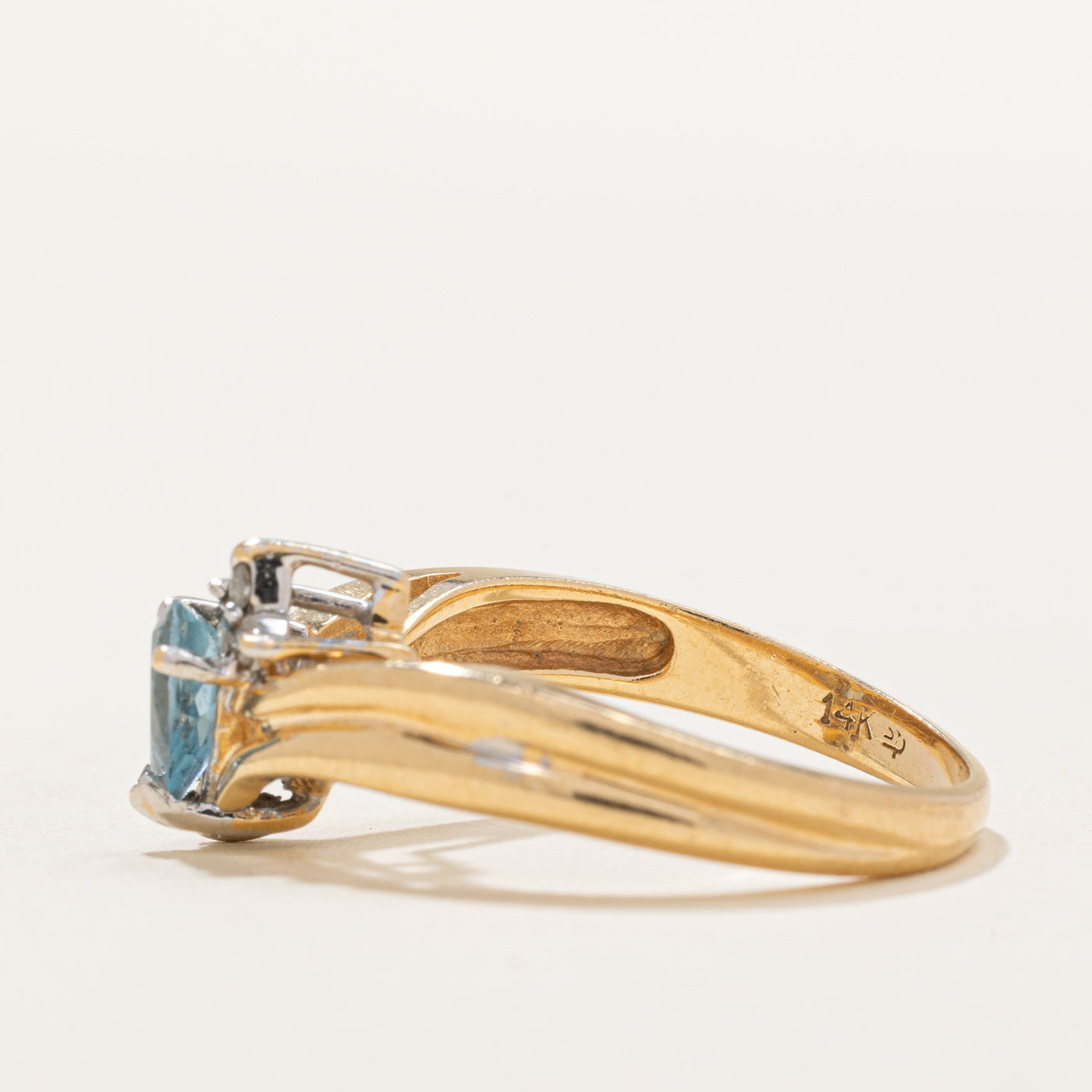 Blue Topaz & Diamond Chevron Ring | 0.43ct, 0.04ctw | SZ 6.25 |