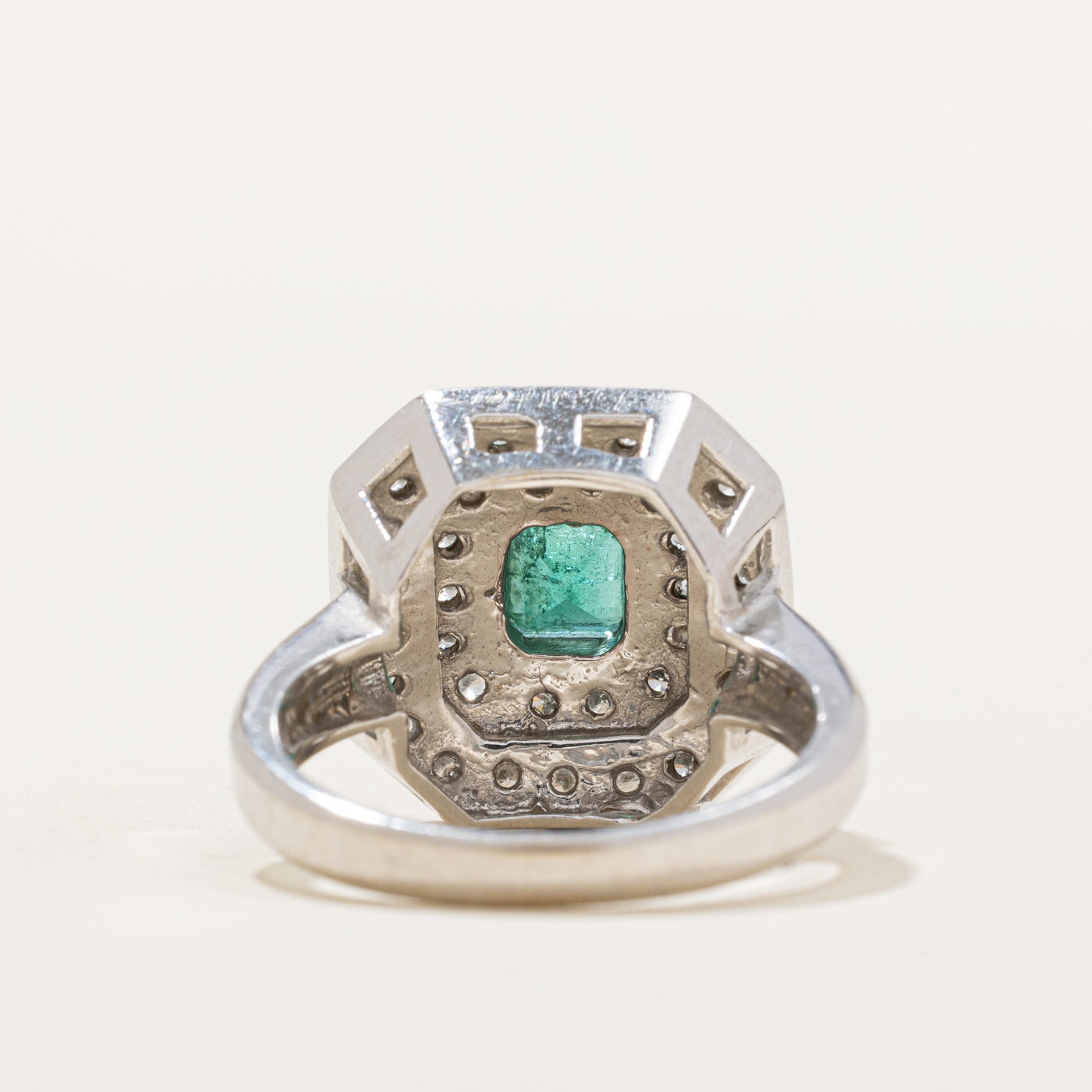Emerald & Diamond Double Halo Cocktail Ring | 0.60ct, 0.47ctw | SZ 8 |