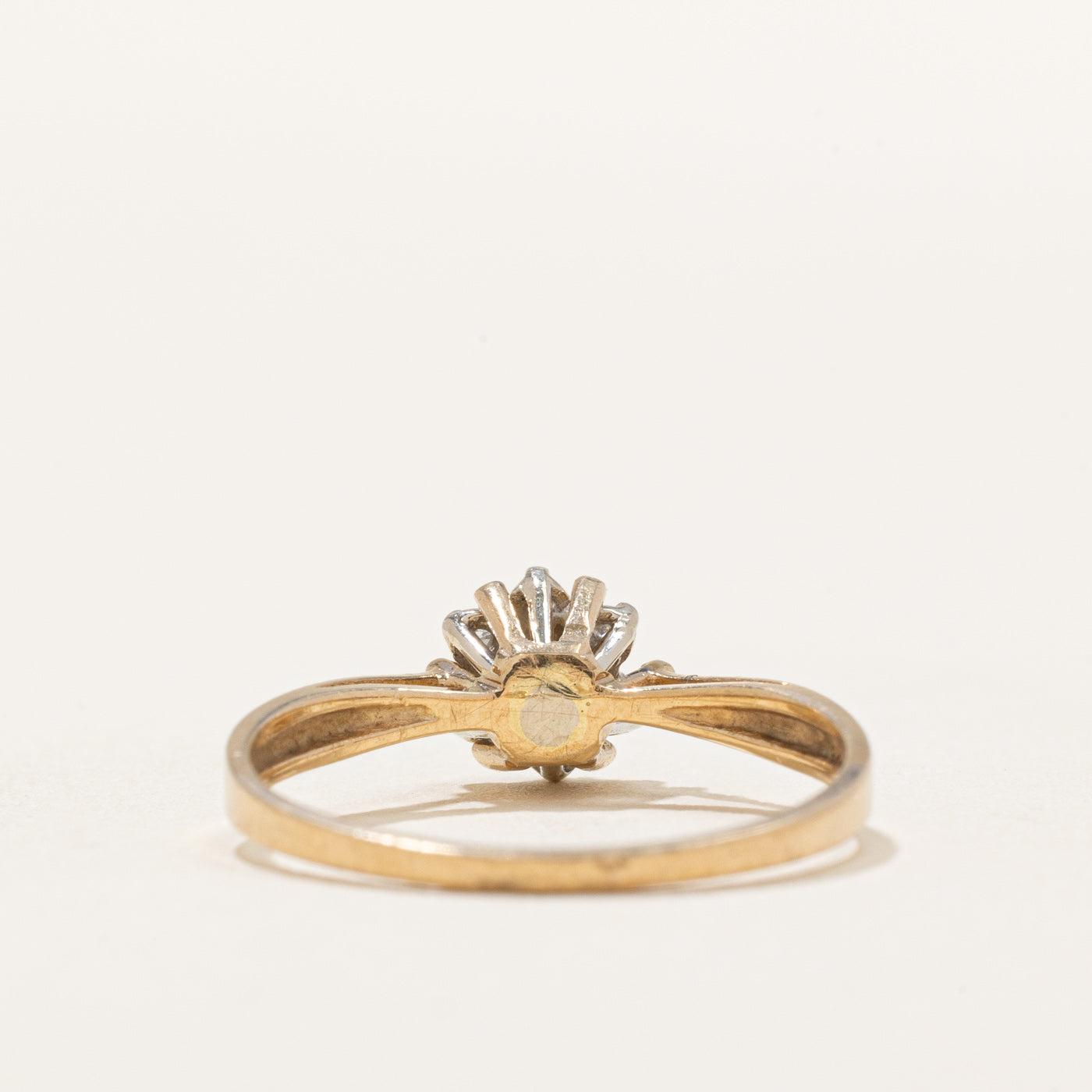Sapphire & Diamond Halo Reverse Tapered Ring | 0.03ct, 0.03ctw | SZ 6 |